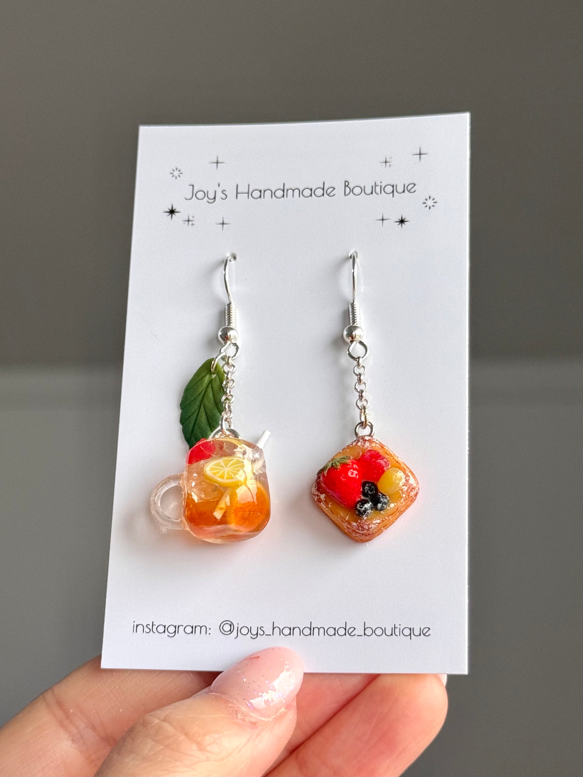 Fruit Tart and Mocktail Earrings - Handmade from polymer clay