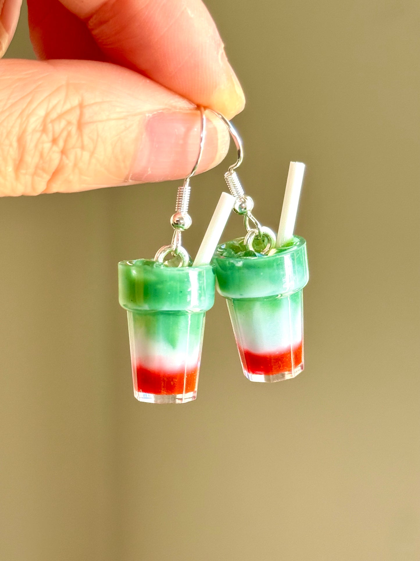 Strawberry Matcha Latte Earrings | Handmade from Resin