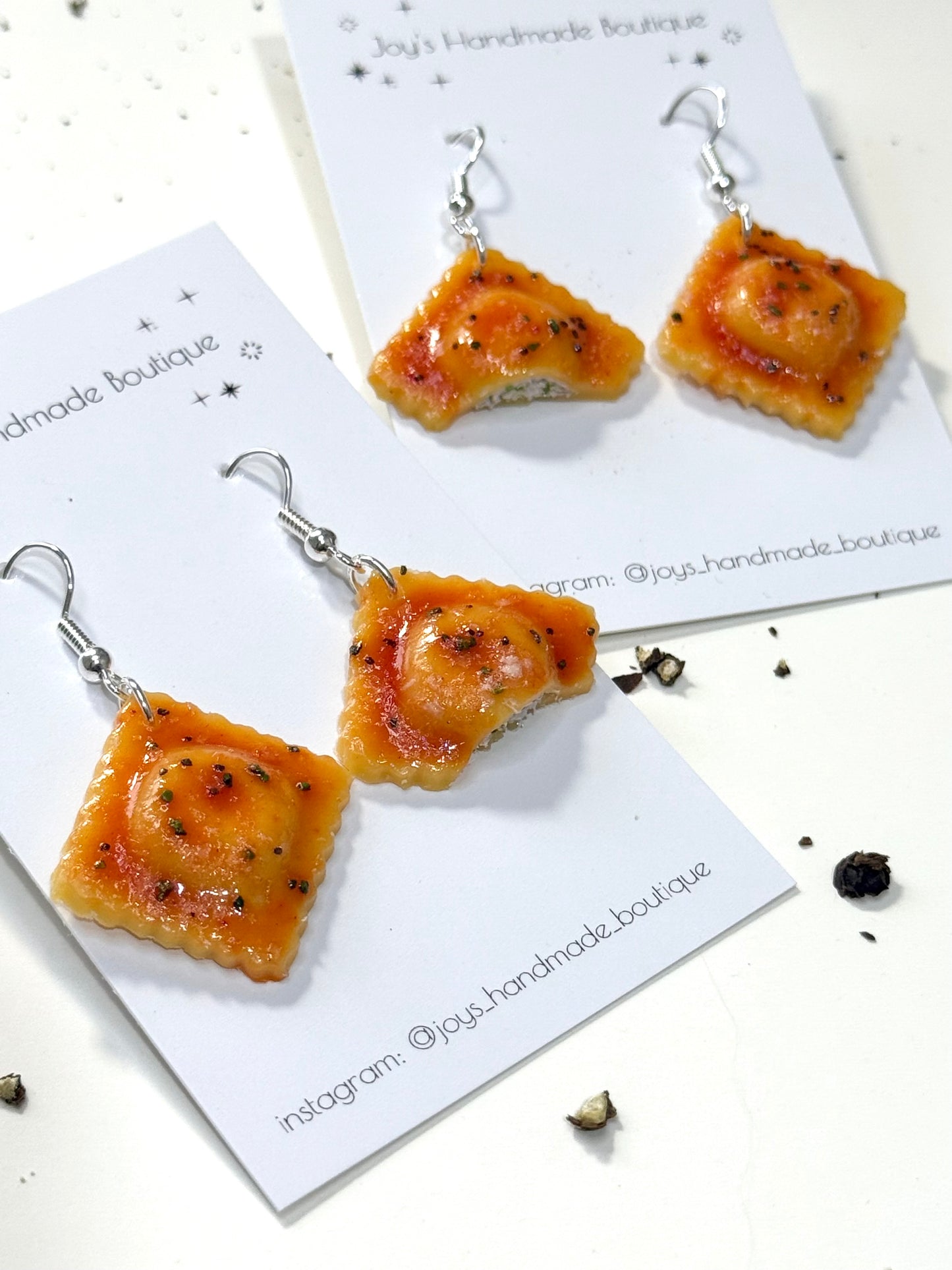 Ravioli Earrings/Keychain - Handmade from polymer clay