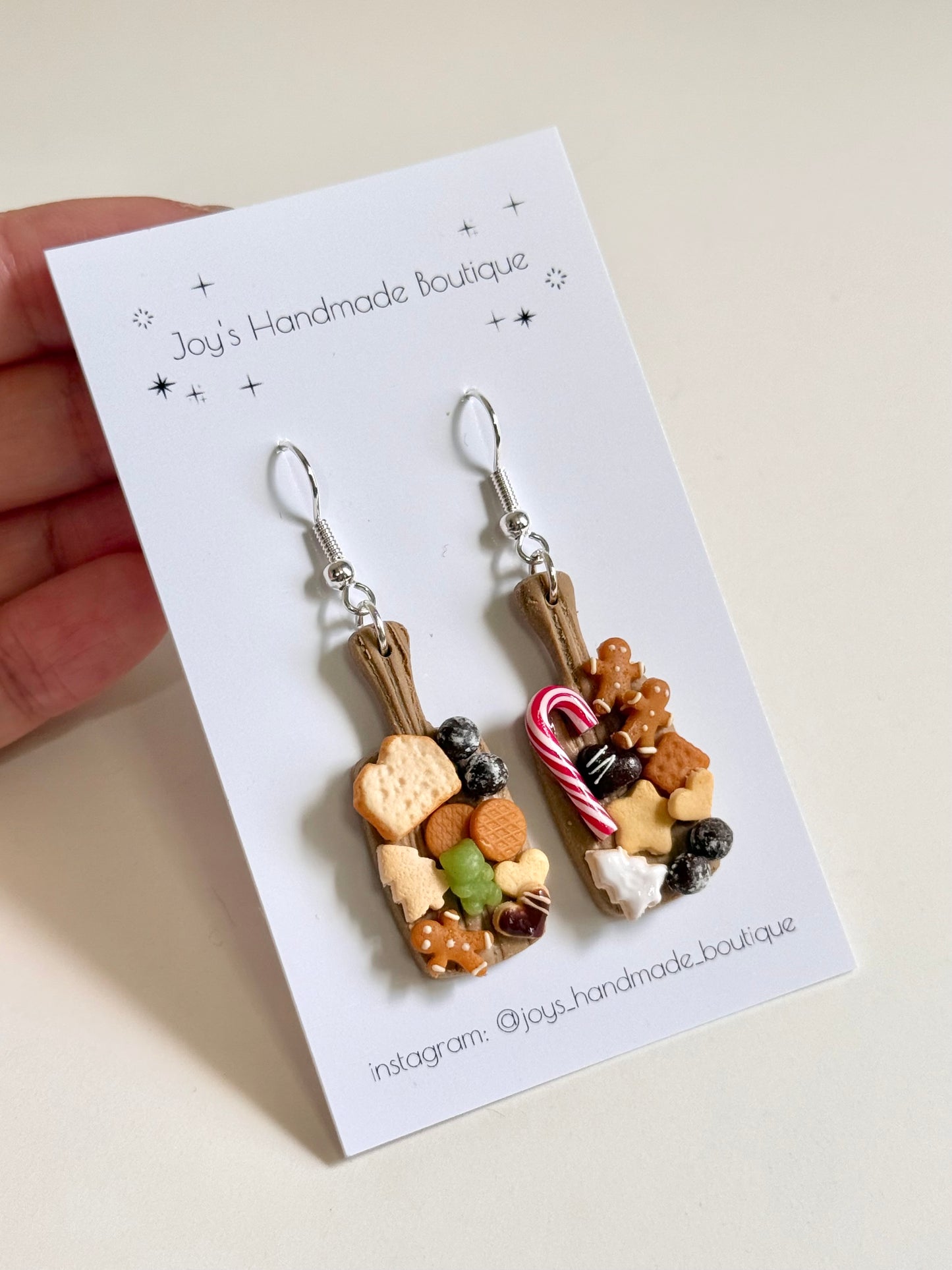 • Cheeseboard Earrings (Design 11 - Christmas version) | Handmade from Polymer Clay