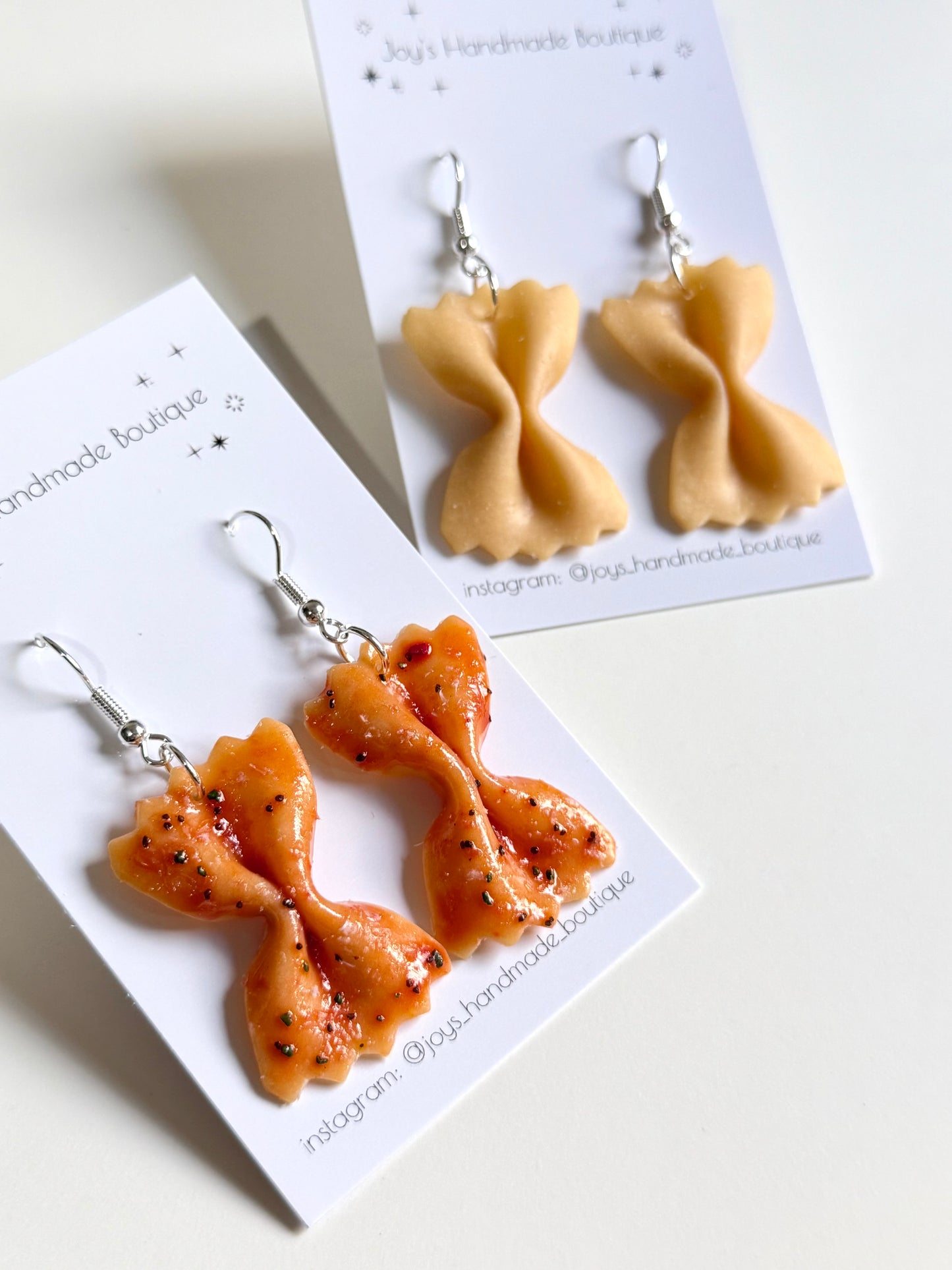 Bow-tie Pasta Earrings | Handmade from Polymer Clay