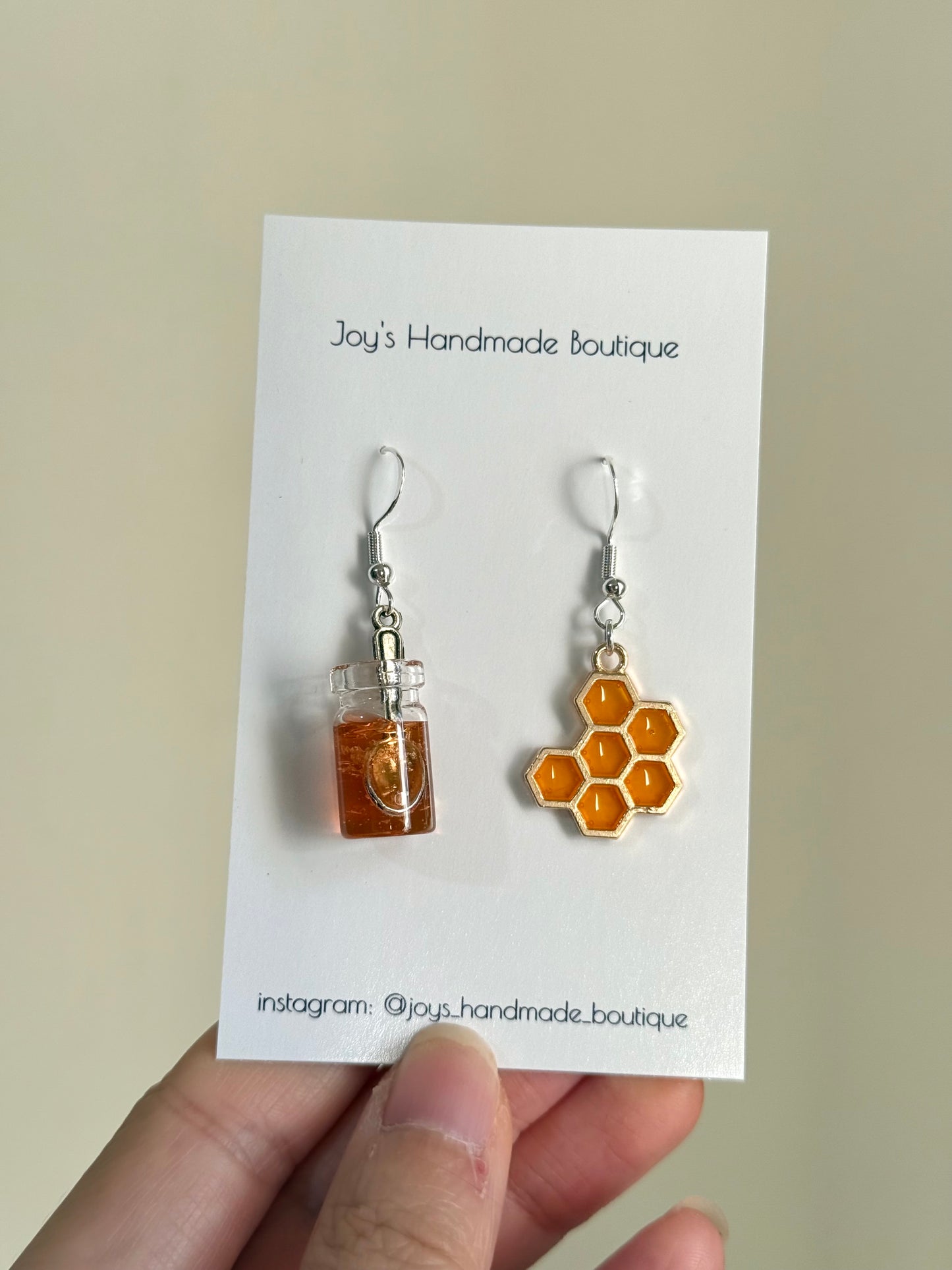 Honey jar and honeycomb charm Earrings