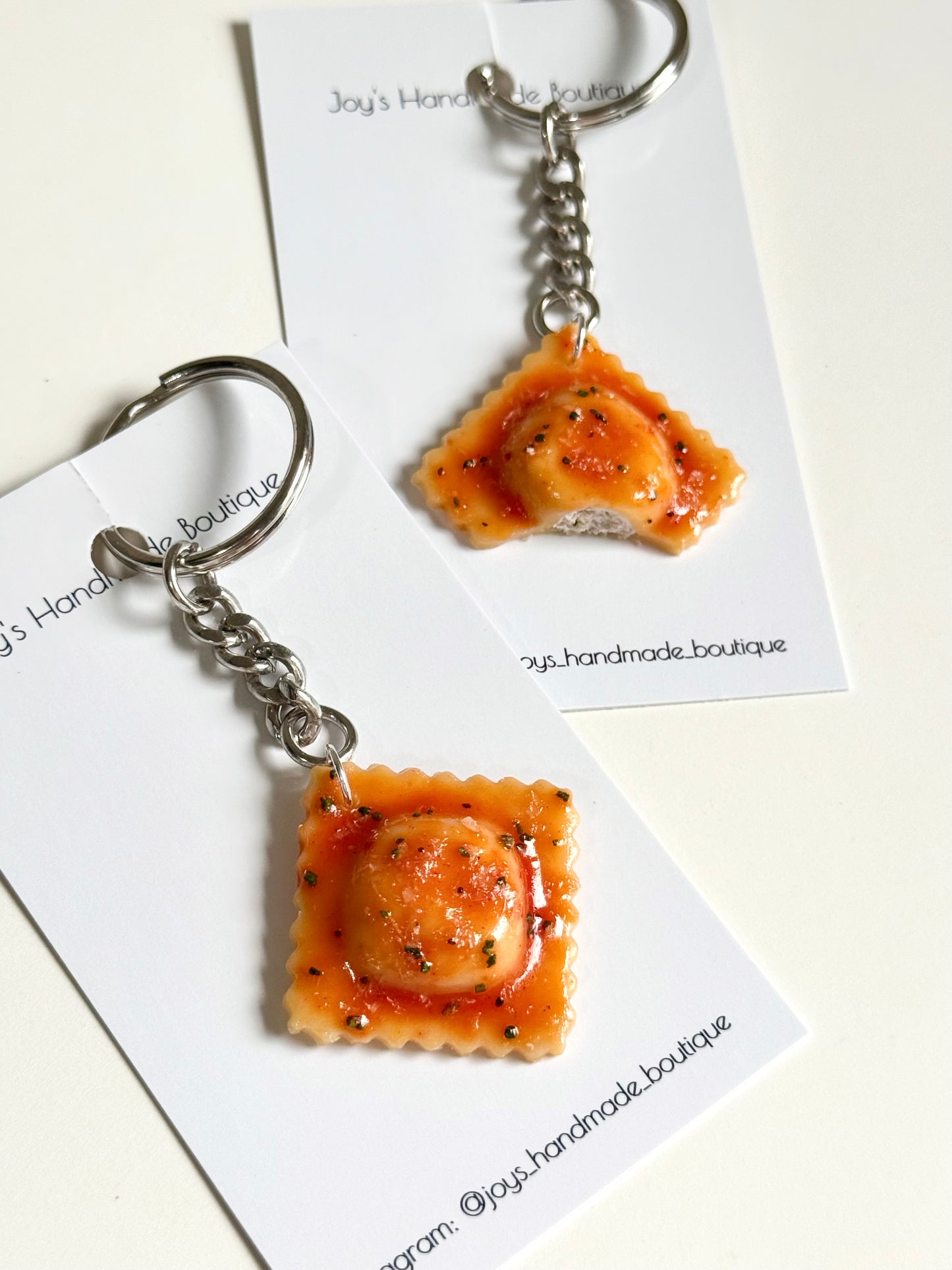 Ravioli Earrings/Keychain - Handmade from polymer clay