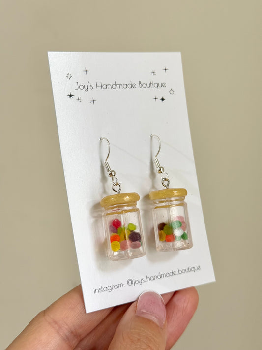 Japanese Hard Candy Jar earrings | Handmade from resin