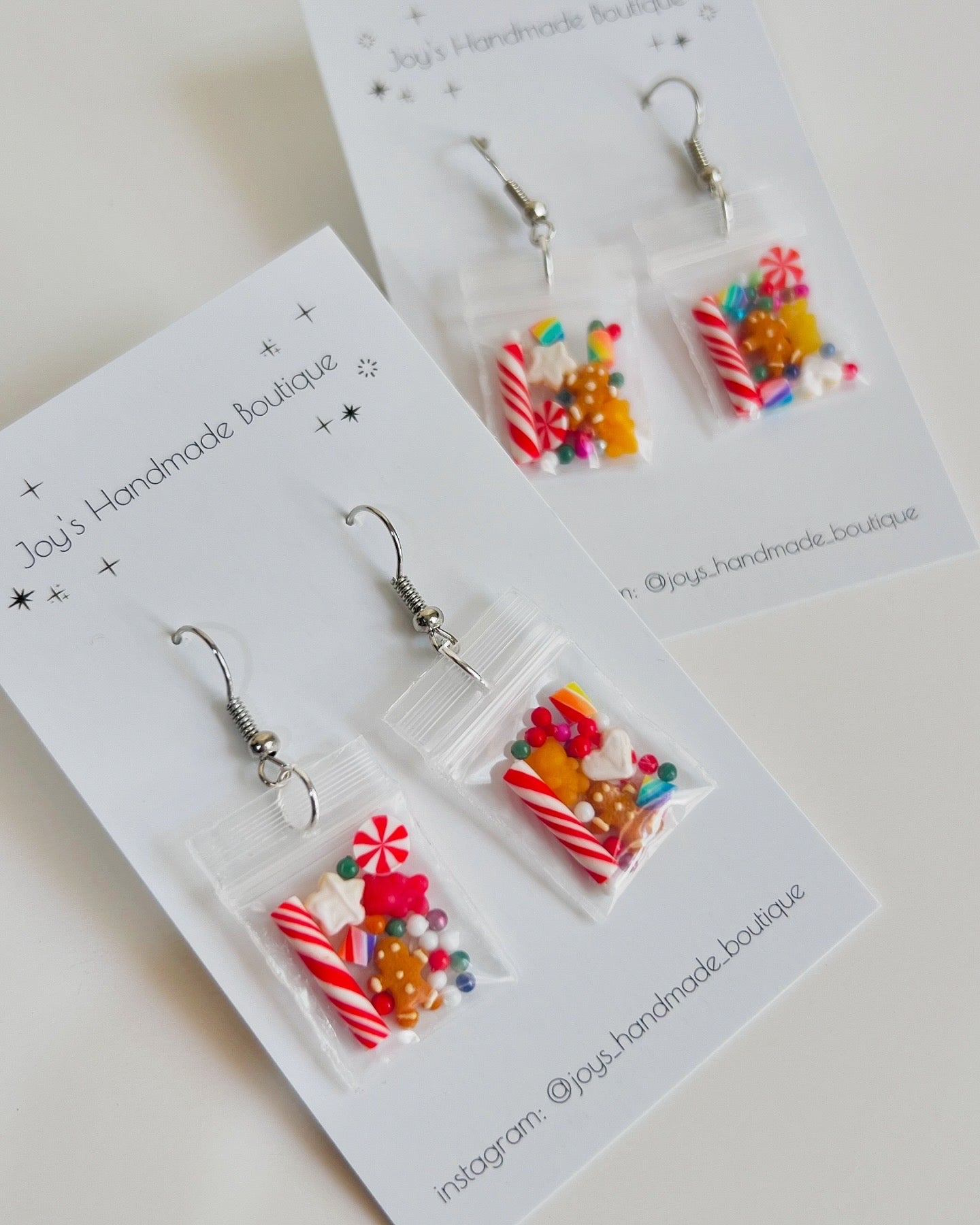Christmas Treat Baggies Earrings | Handmade from polymer clay