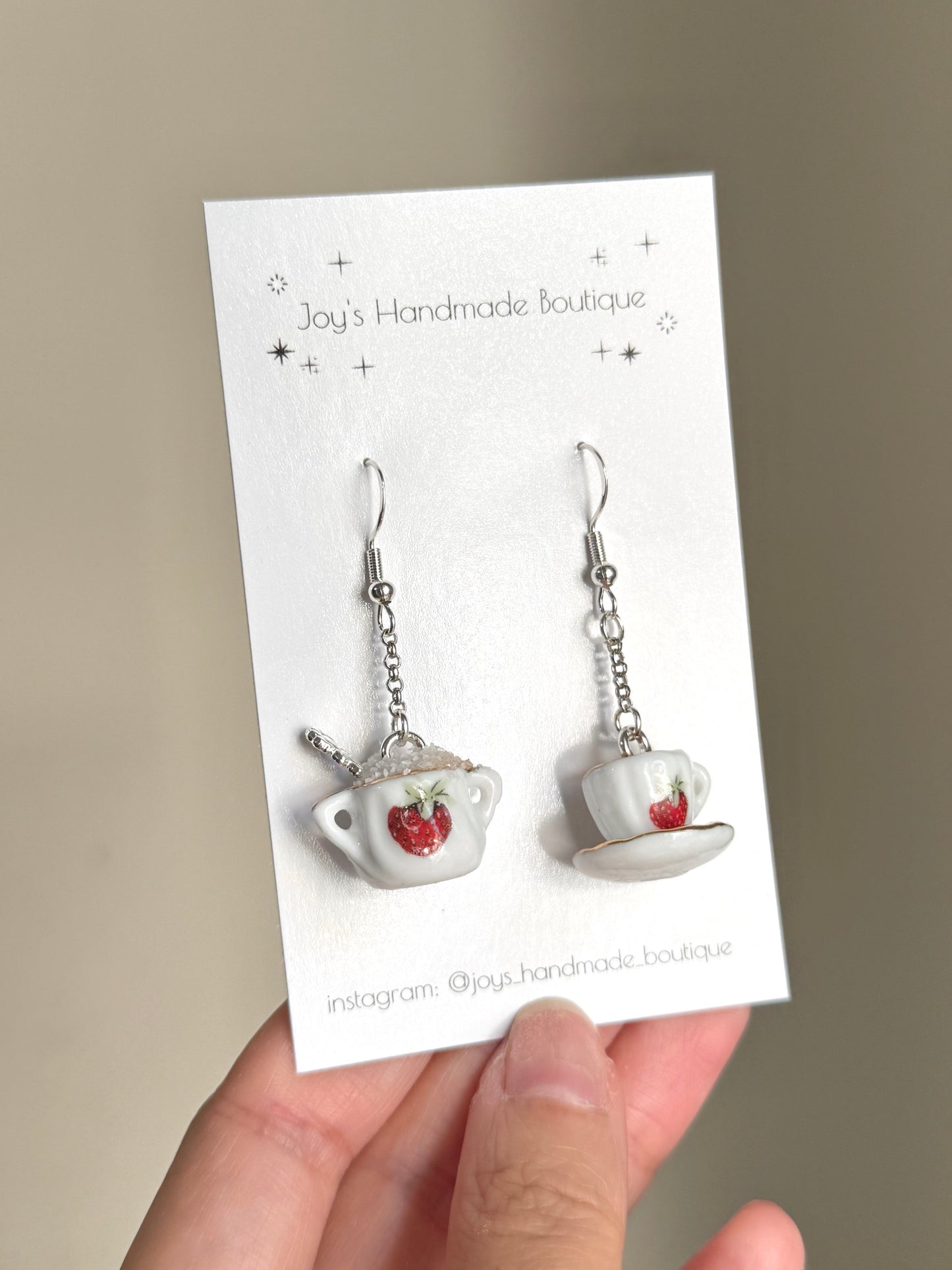Ceramic Teacup and Sugar Earrings