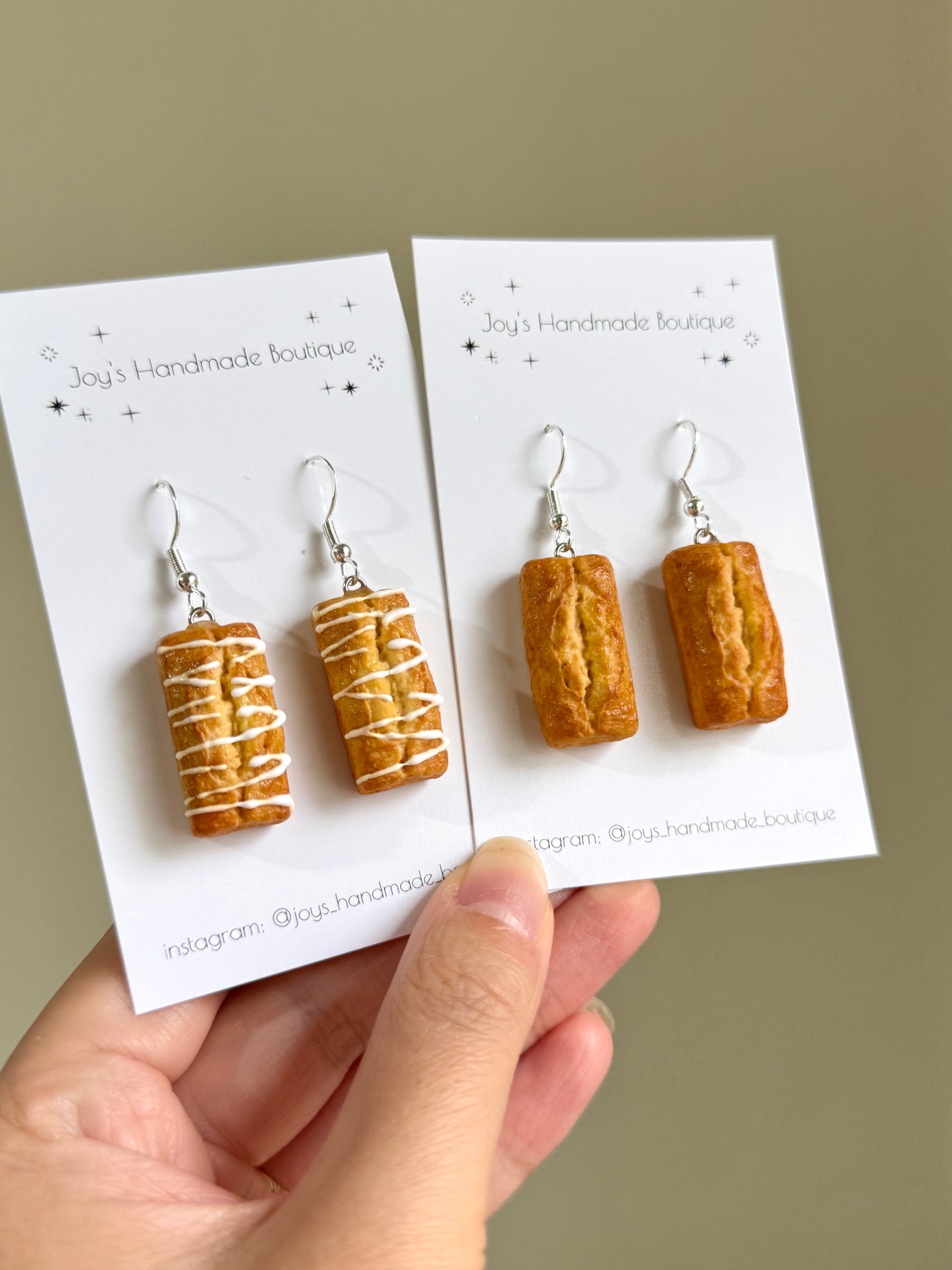 Loaf Cake Earrings - Handmade from polymer clay
