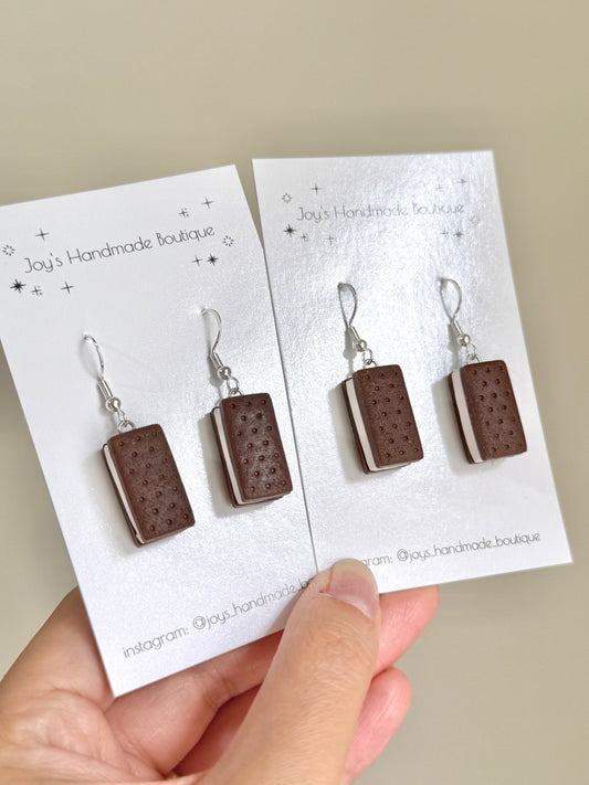 Ice Cream Sandwich earrings - Handmade from polymer clay