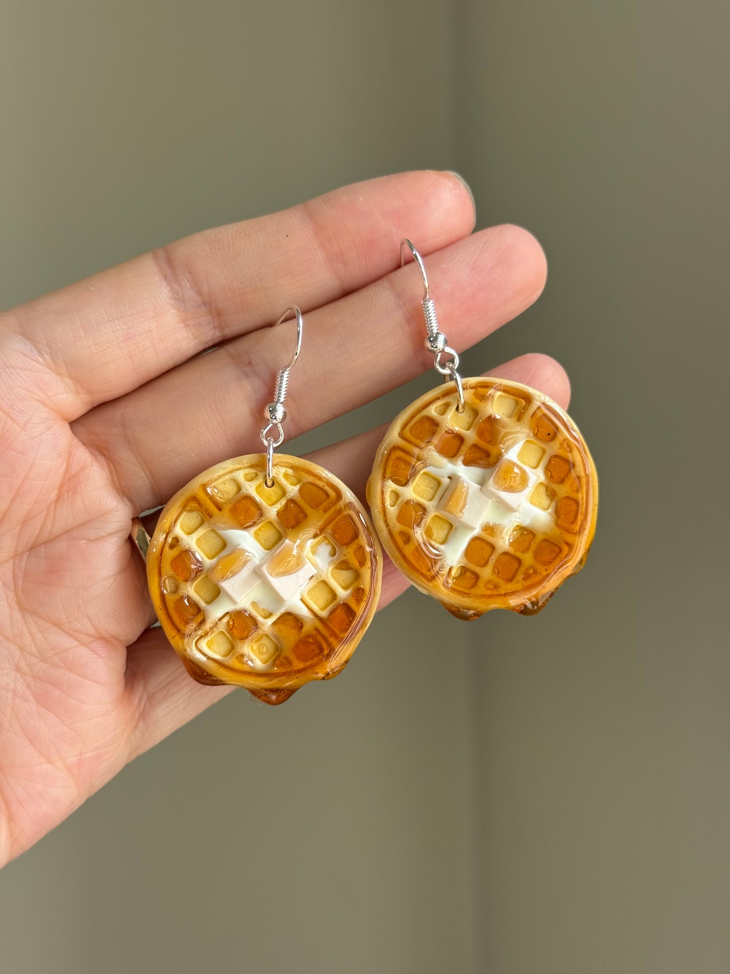 Large Drippy Waffle Earrings (Berries, Syrup) | Handmade from Polymer Clay