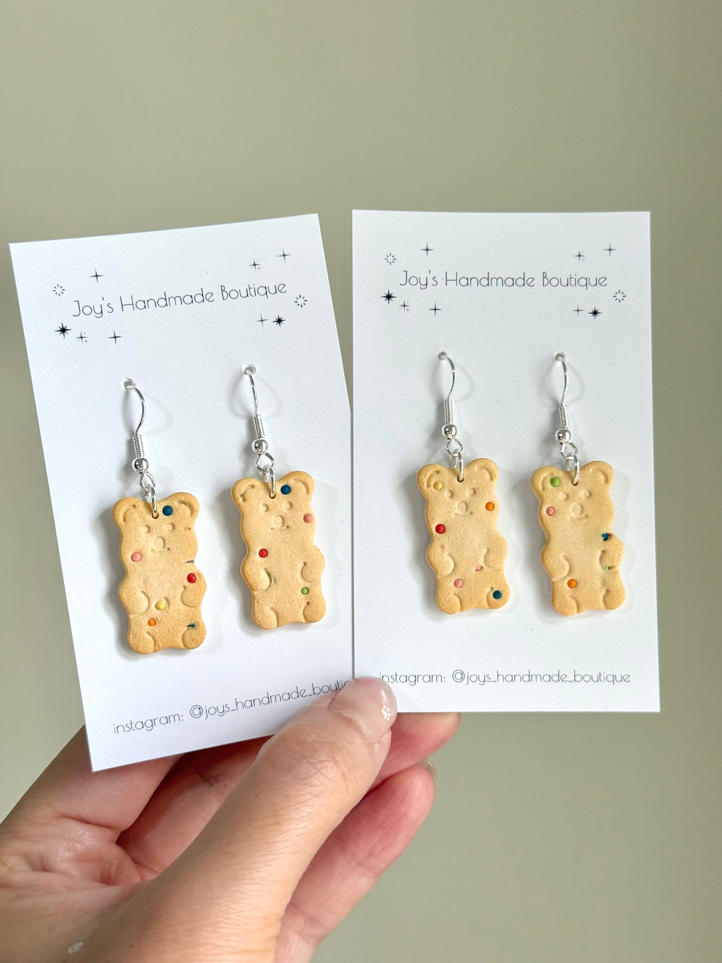 Sprinkles Bear Biscuit earrings - Handmade from polymer clay