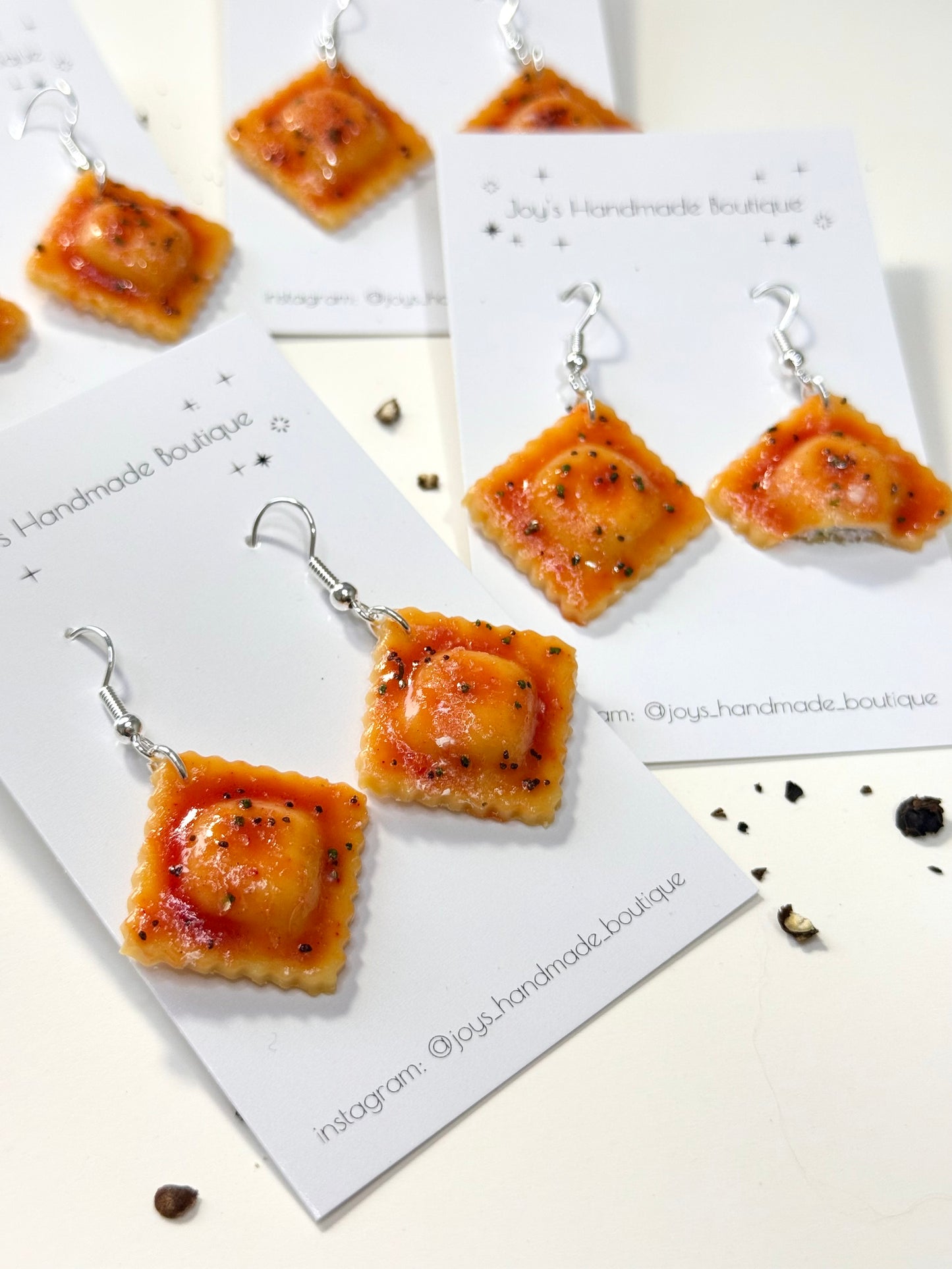 Ravioli Earrings/Keychain - Handmade from polymer clay