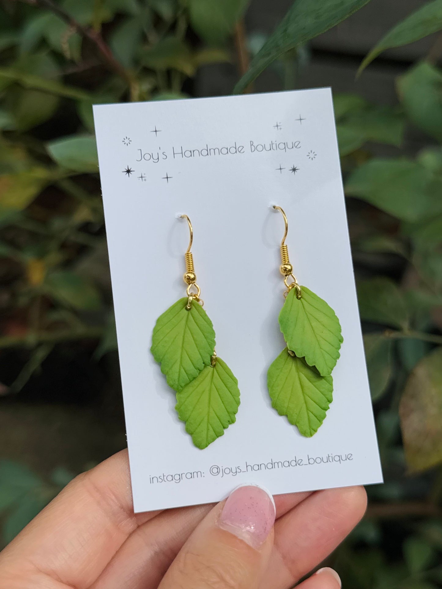 Leaf earrings (Hook earrings) - Handmade from polymer clay