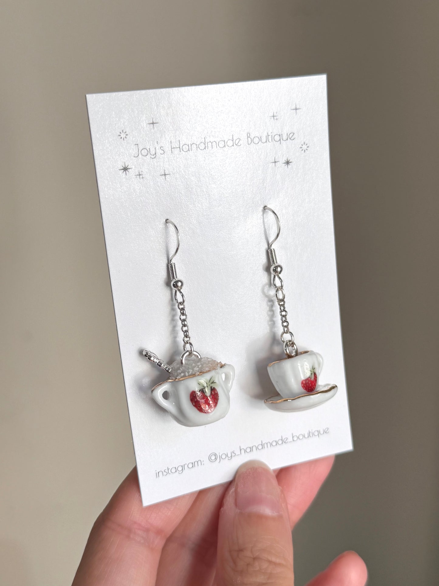 Ceramic Teacup and Sugar Earrings