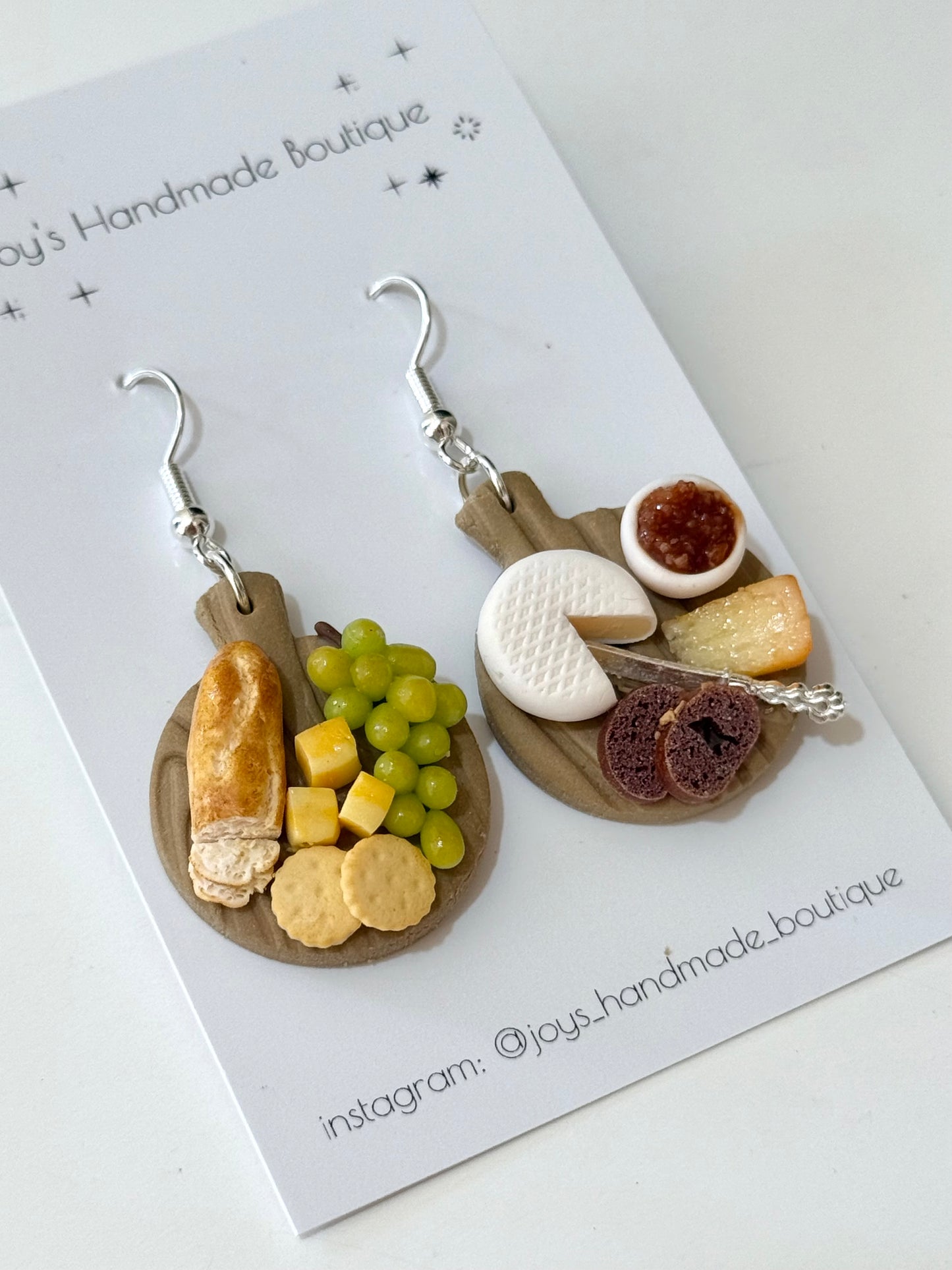 • Cheeseboard Earrings (Design 18) - Handmade from polymer clay