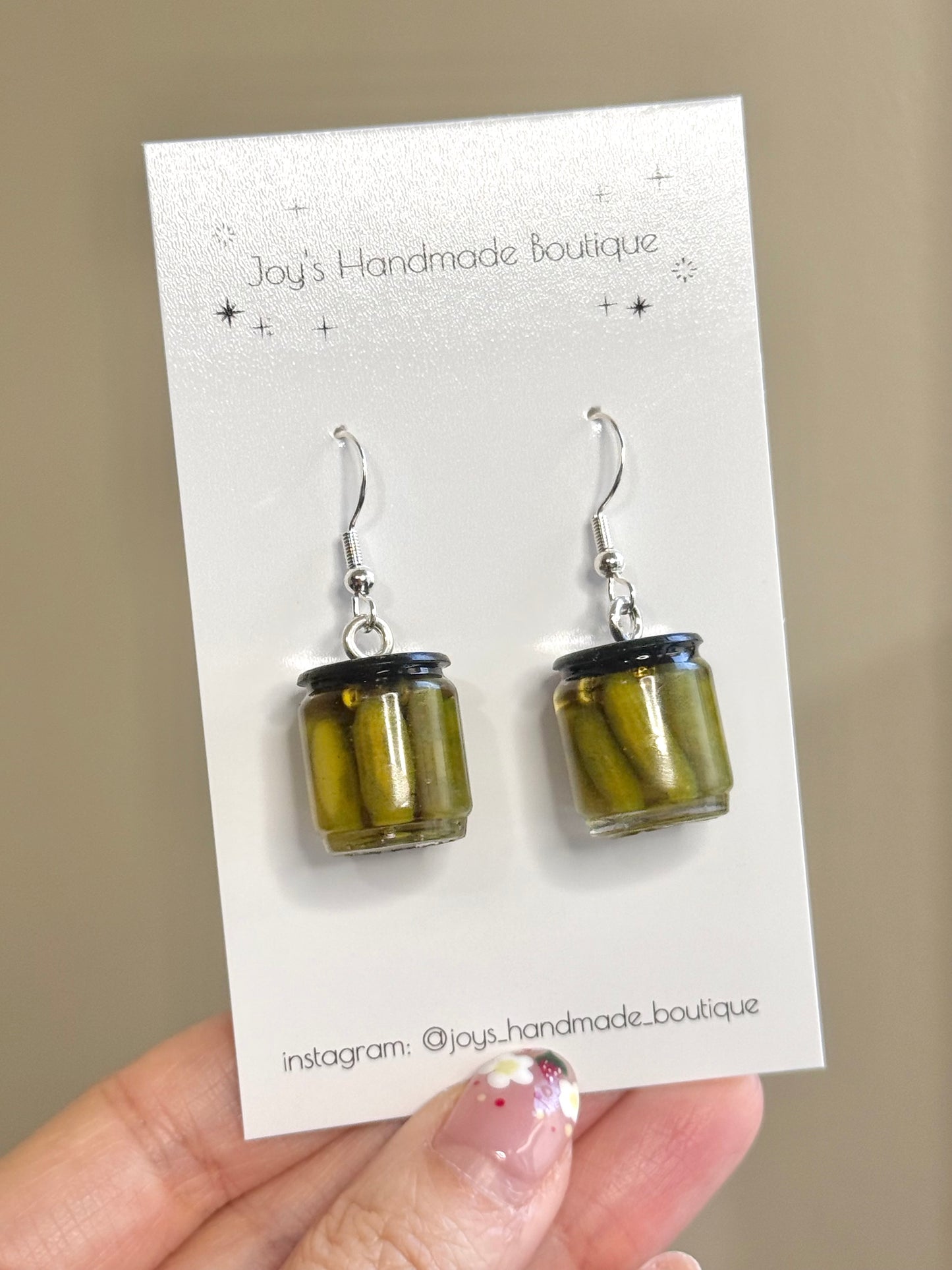 Pickle Jar Earrings/Keychain (whole pickles) | Handmade from polymer clay and resin