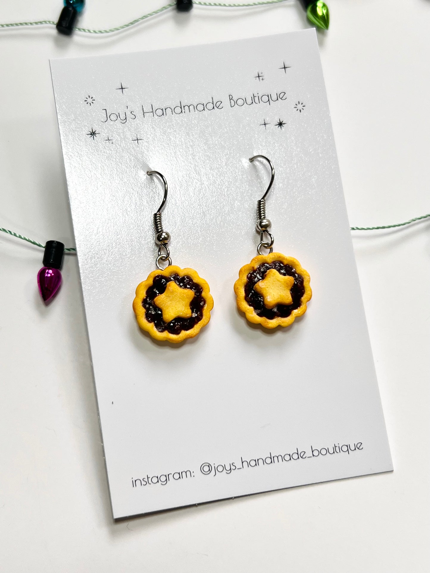 Christmas Mince Pie Earrings | Handmade from polymer clay