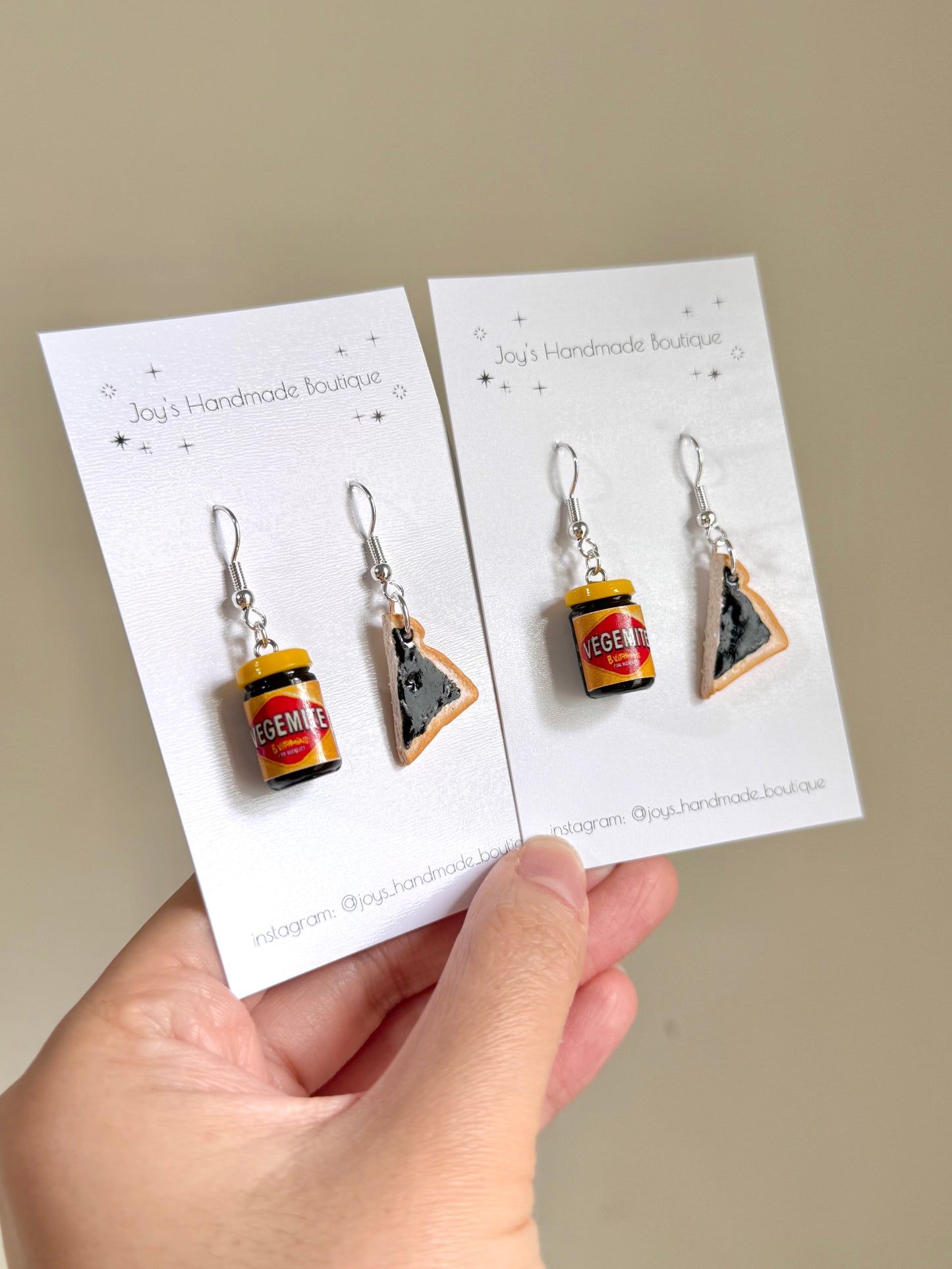 Marmite/Vegemite on toast Earrings | Handmade from polymer clay