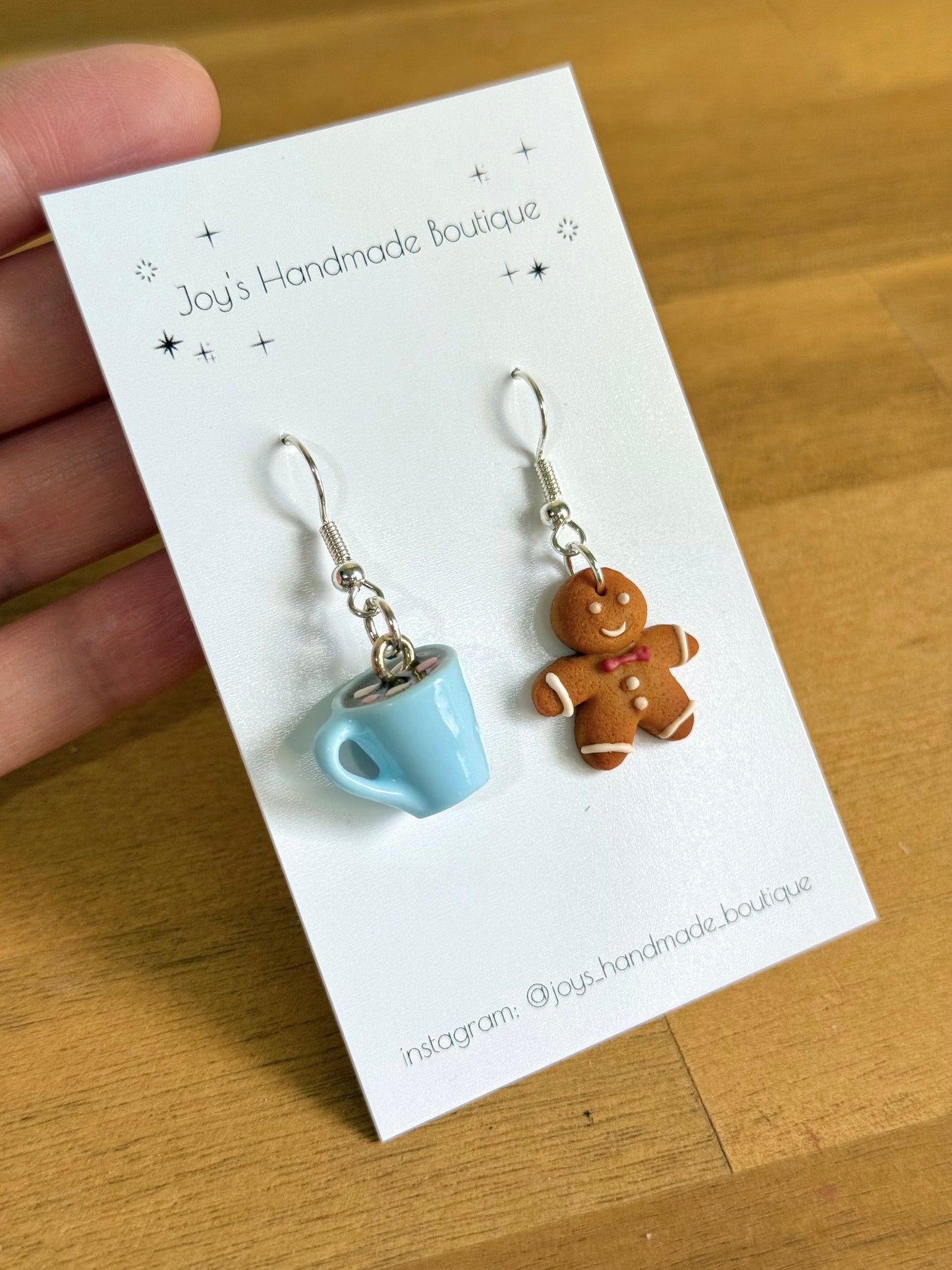 Gingerbread Man and Hot Cocoa earrings|Handmade from polymer clay