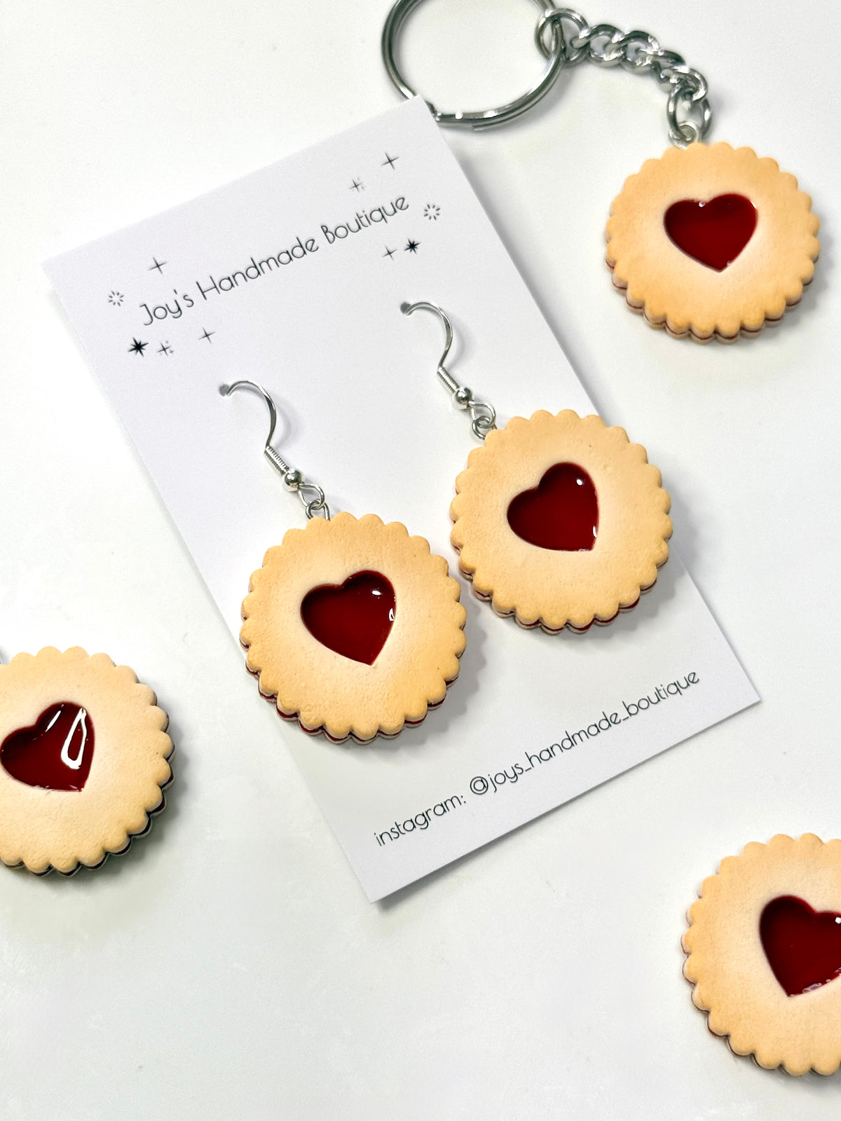 Large Shrewsbury Biscuit Earrings - Handmade from polymer clay