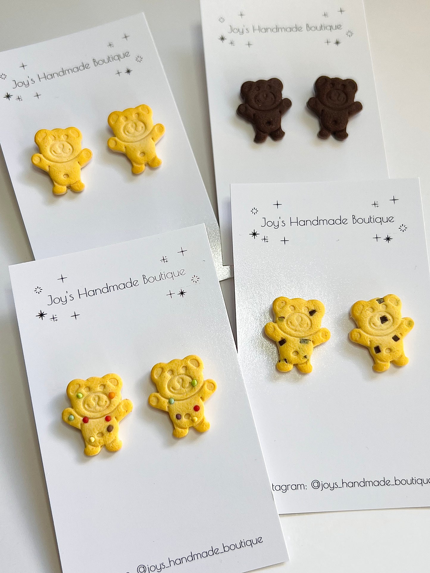 Teddy Biscuit Stud Earrings | Handmade from polymer clay