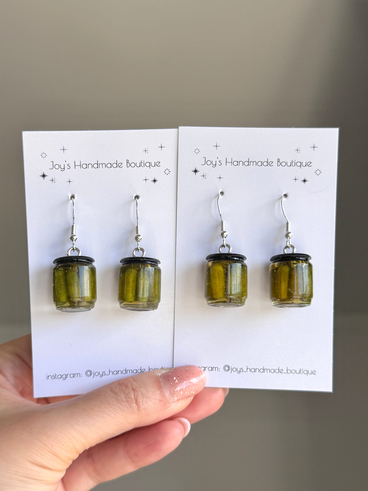 Pickle Jar Earrings/Keychain (whole pickles) | Handmade from polymer clay and resin