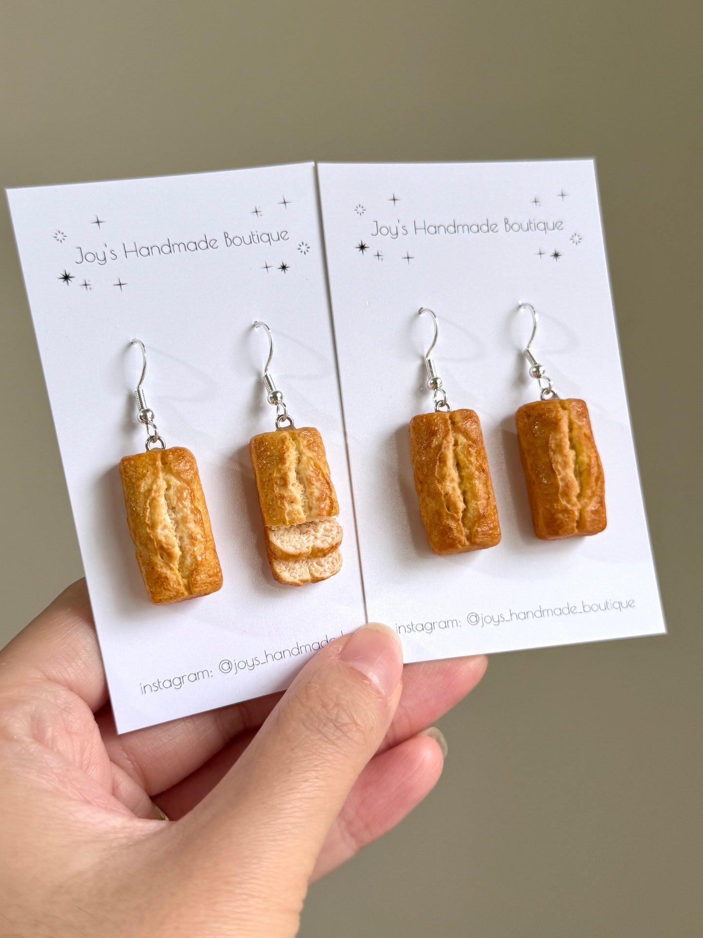 Loaf Cake Earrings - Handmade from polymer clay