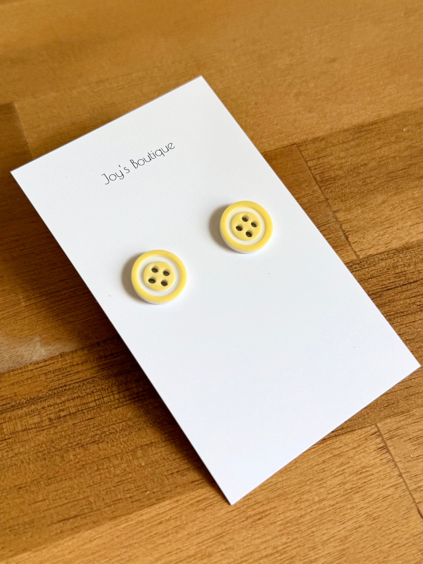 Button Stud Earrings (6 designs) - Handmade from polymer clay
