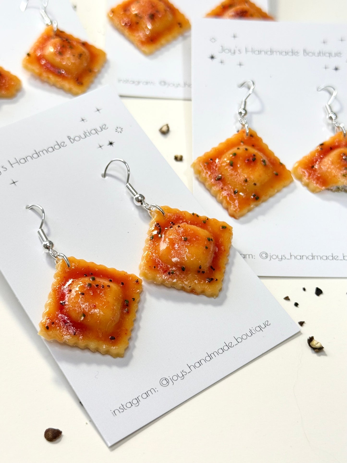 Ravioli Earrings/Keychain - Handmade from polymer clay