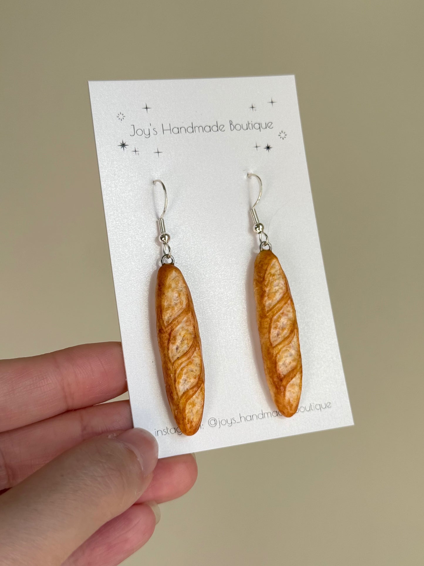 Bread stick/Baguette earrings - Handmade from polymer clay