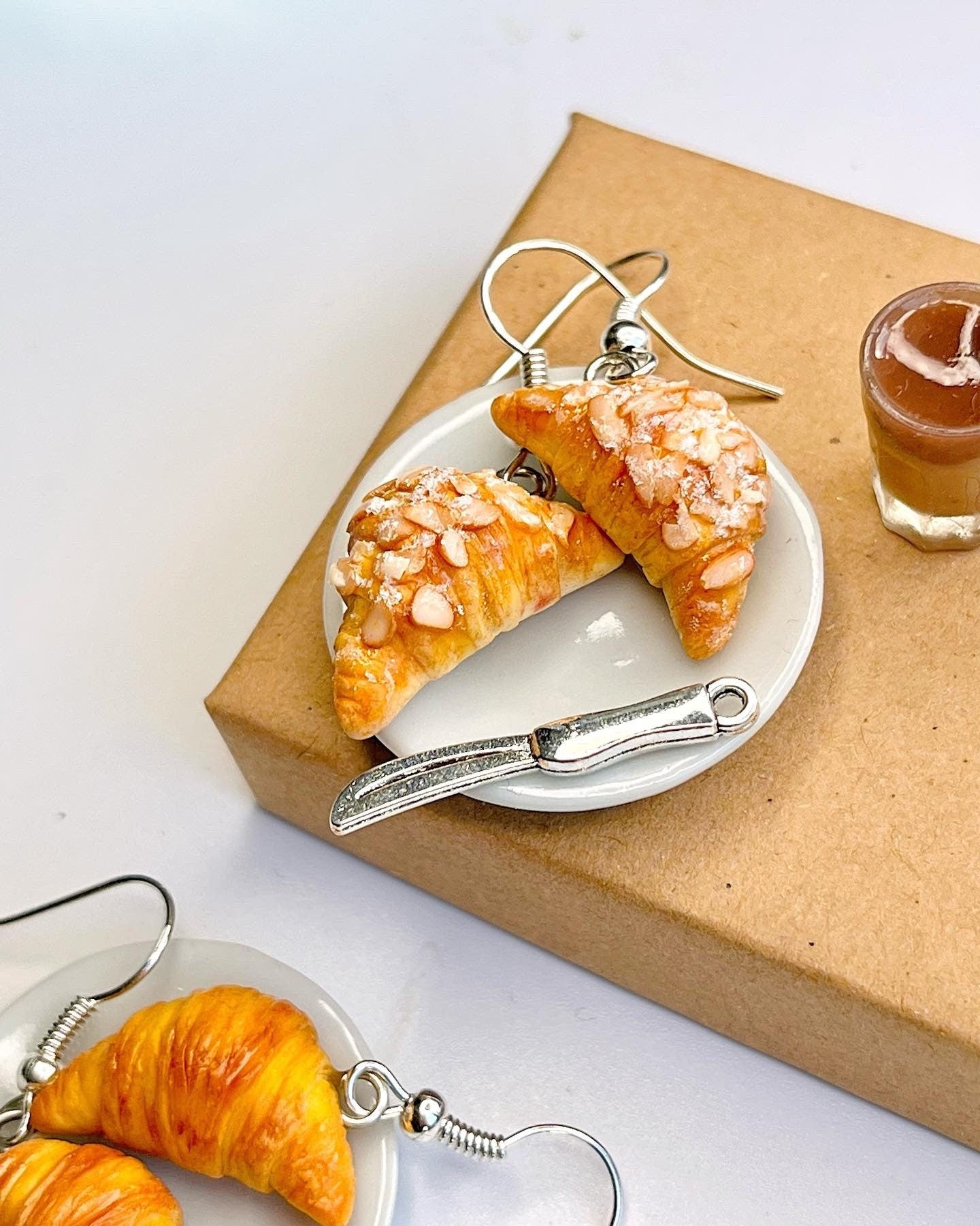 Croissant Earrings | Handmade from polymer clay