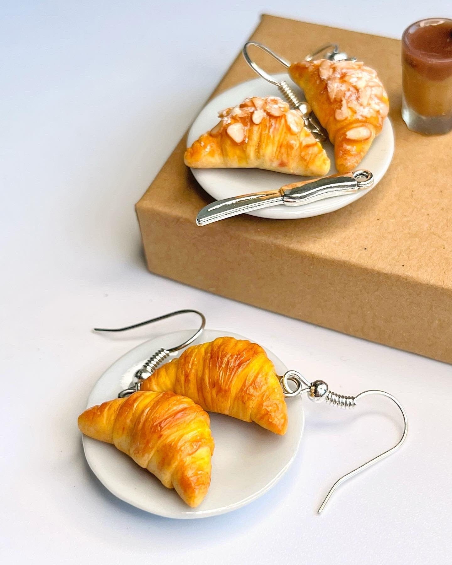 Croissant Earrings | Handmade from polymer clay