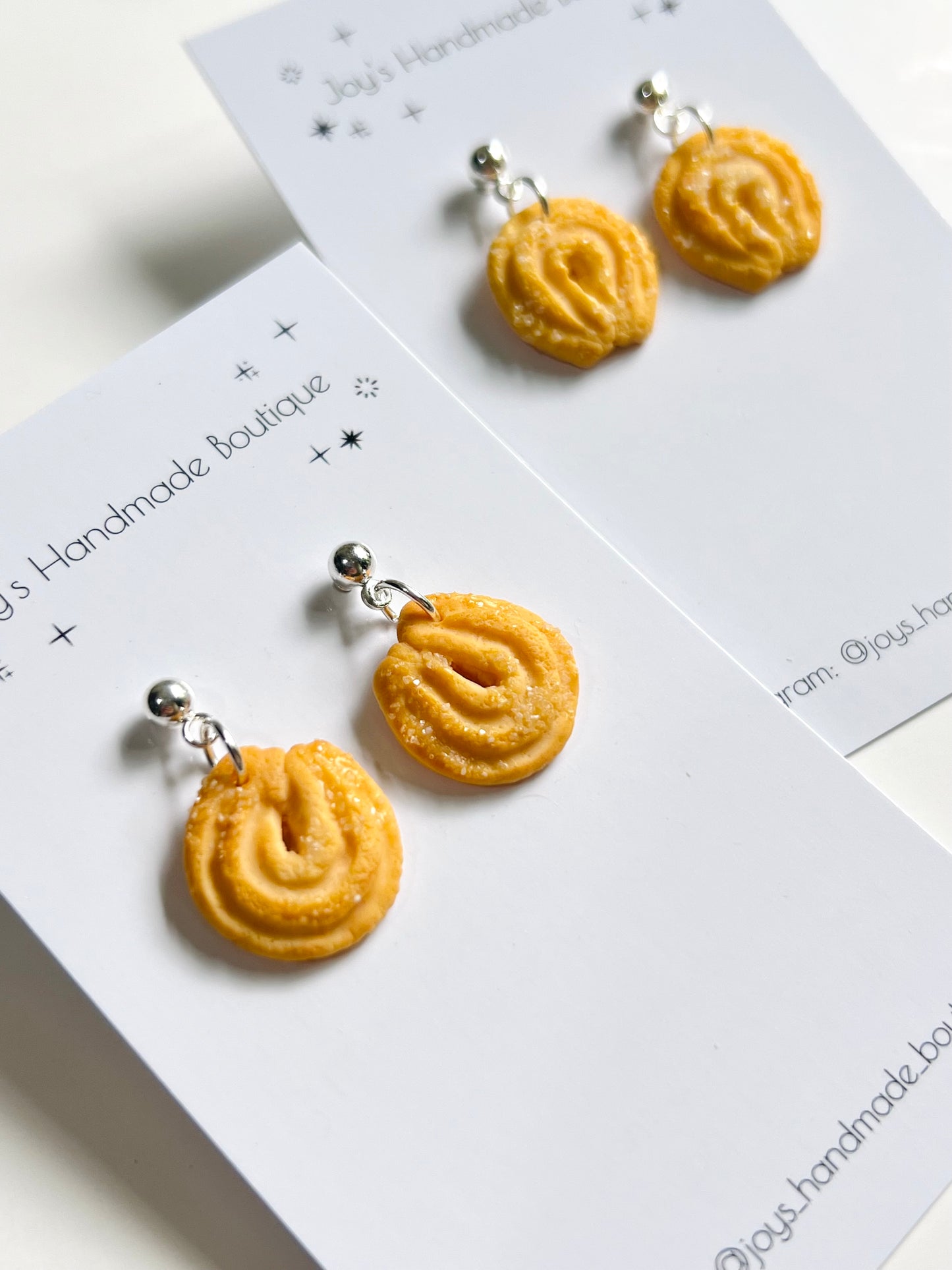 Danish Butter Cookie earrings - Handmade from Polymer clay