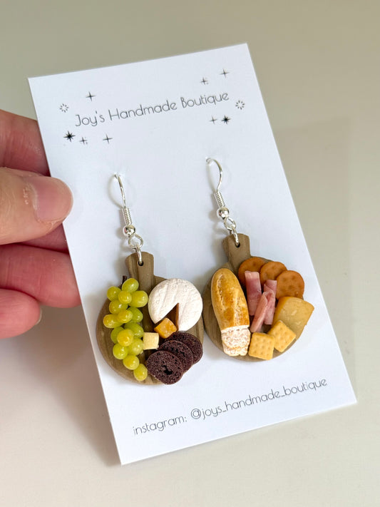 Cheeseboard Earrings (Design 4)- Handmade from polymer clay
