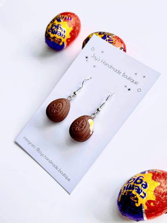 Creme Choc Egg Earrings | Handmade from polymer clay