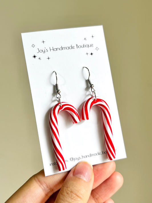 Candy Cane Earrings | Handmade from polymer clay