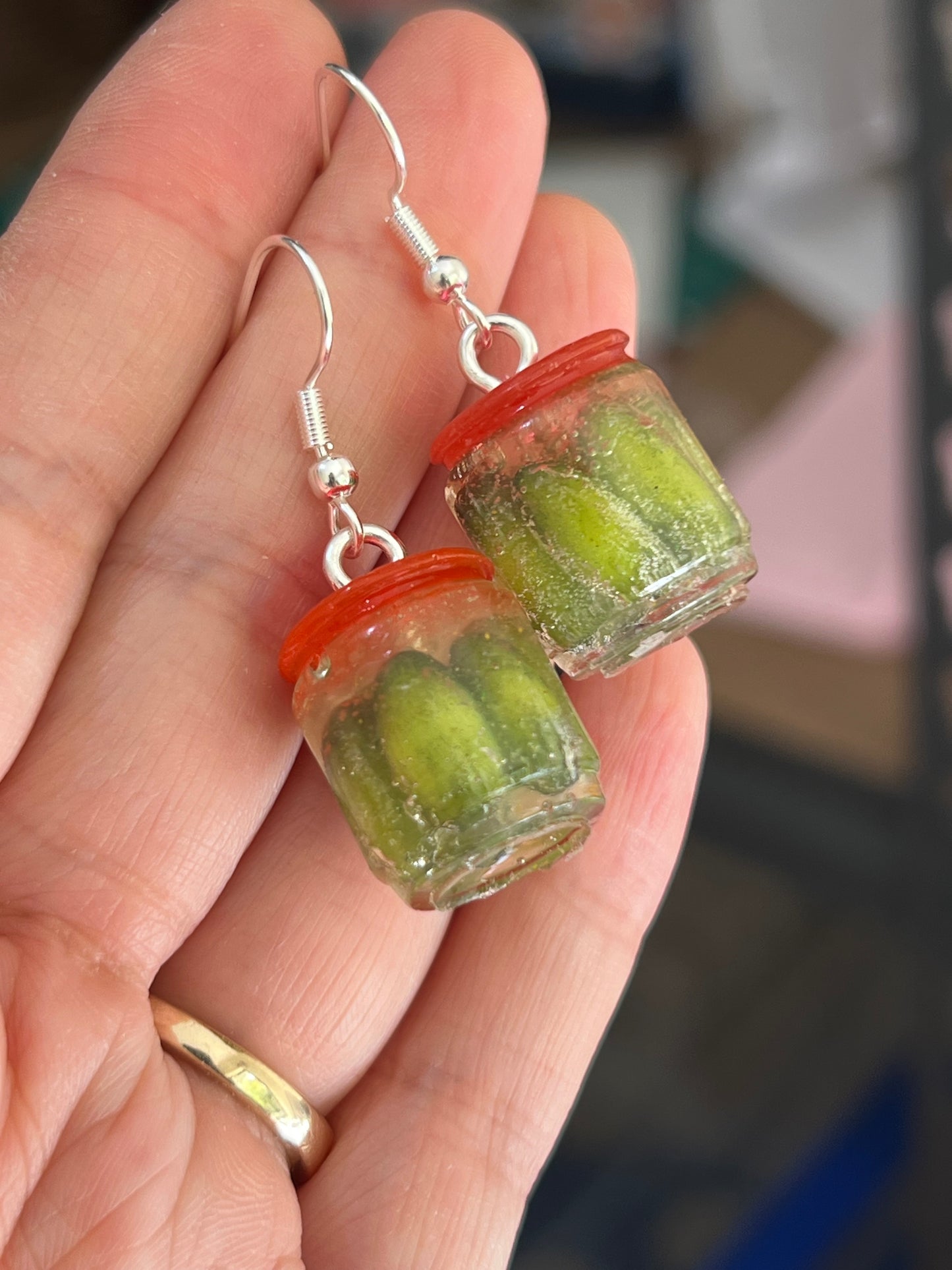 SECONDS/MISTAKES/BUBBLY Pickle Jar Earrings/Keychains | Handmade