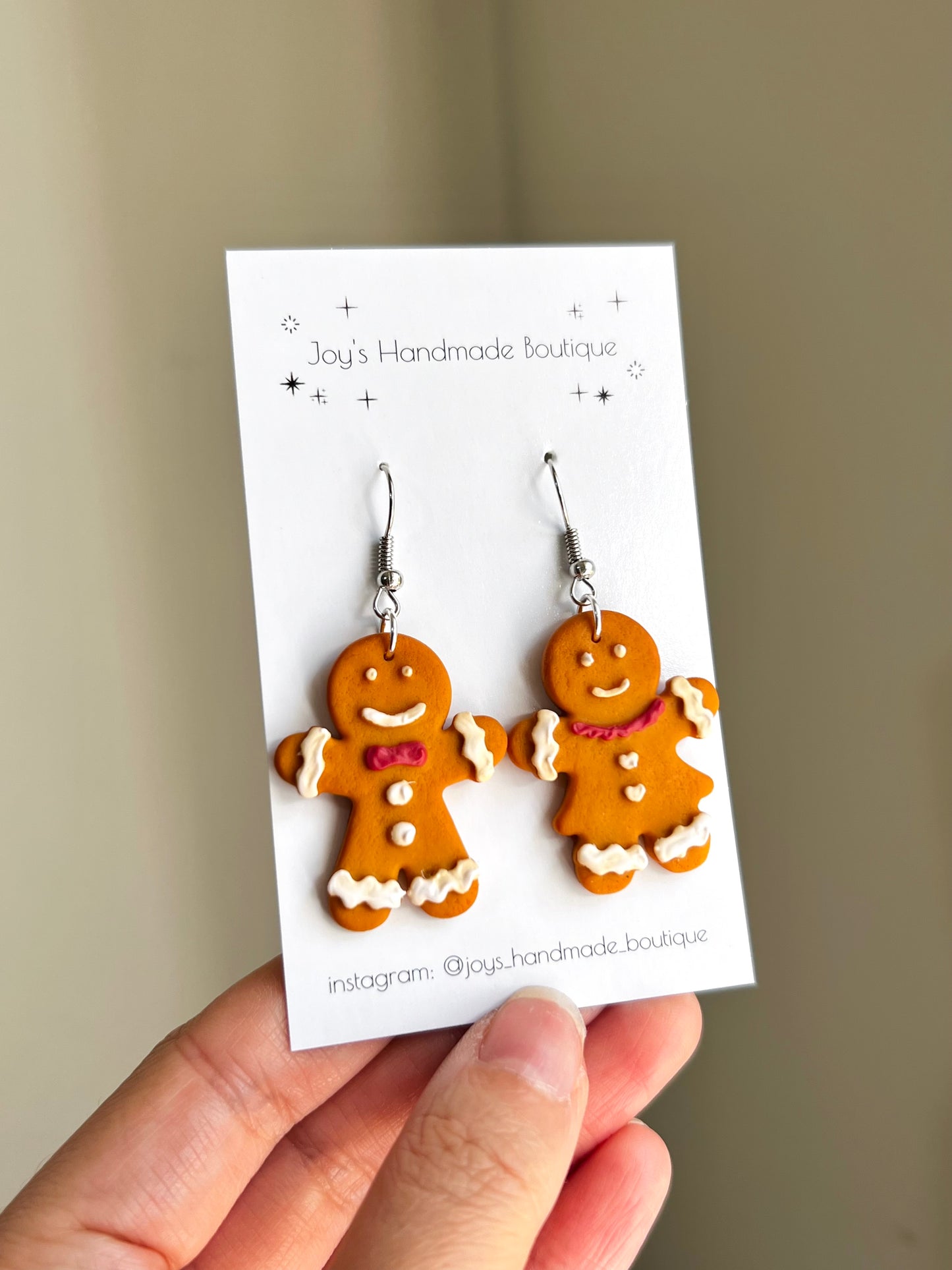 Large Gingerbread Couple Earrings  | Handmade from polymer clay