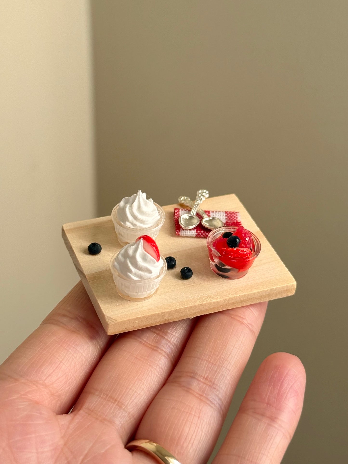 Soft serve with berries (miniature) | Handmade from polymer clay
