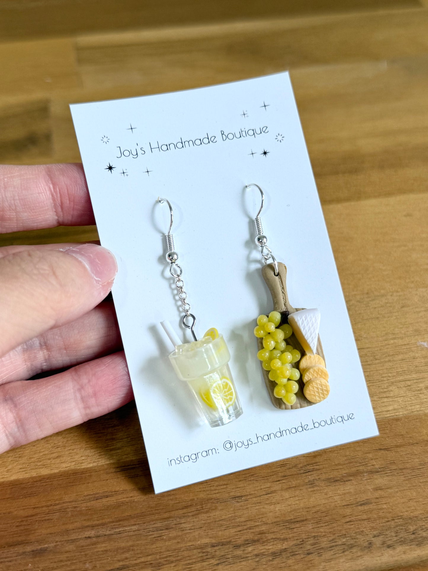 Cheeseboard and Lemonade Earrings|Handmade from polymer clay