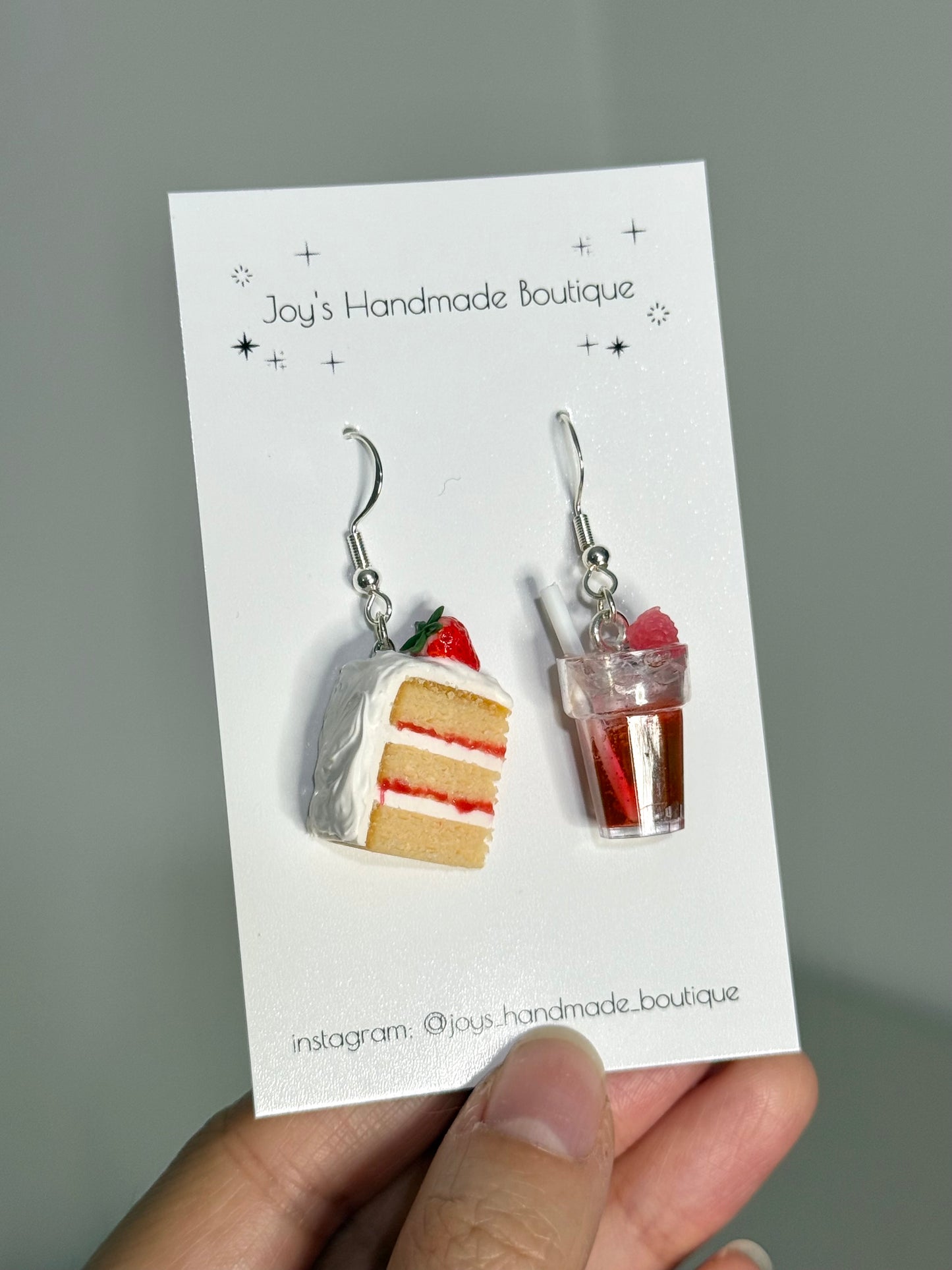 Strawberry Cake Slice and Raspberry Soda Earrings | Handmade from Polymer Clay