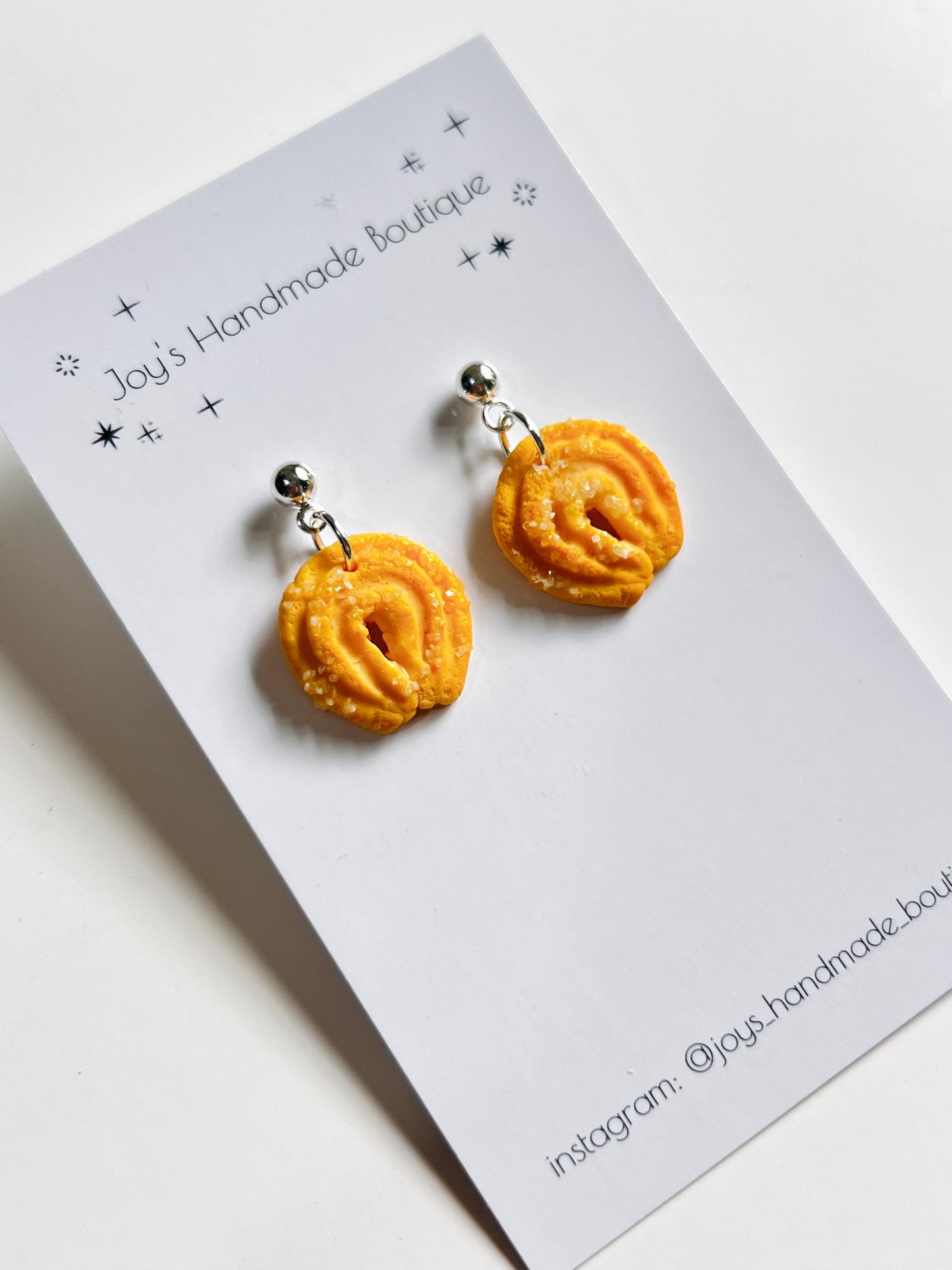 Danish Butter Cookie earrings - Handmade from Polymer clay