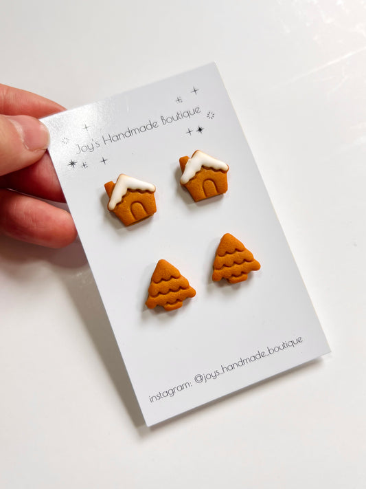 Gingerbread Stud Pack | Handmade with polymer clay