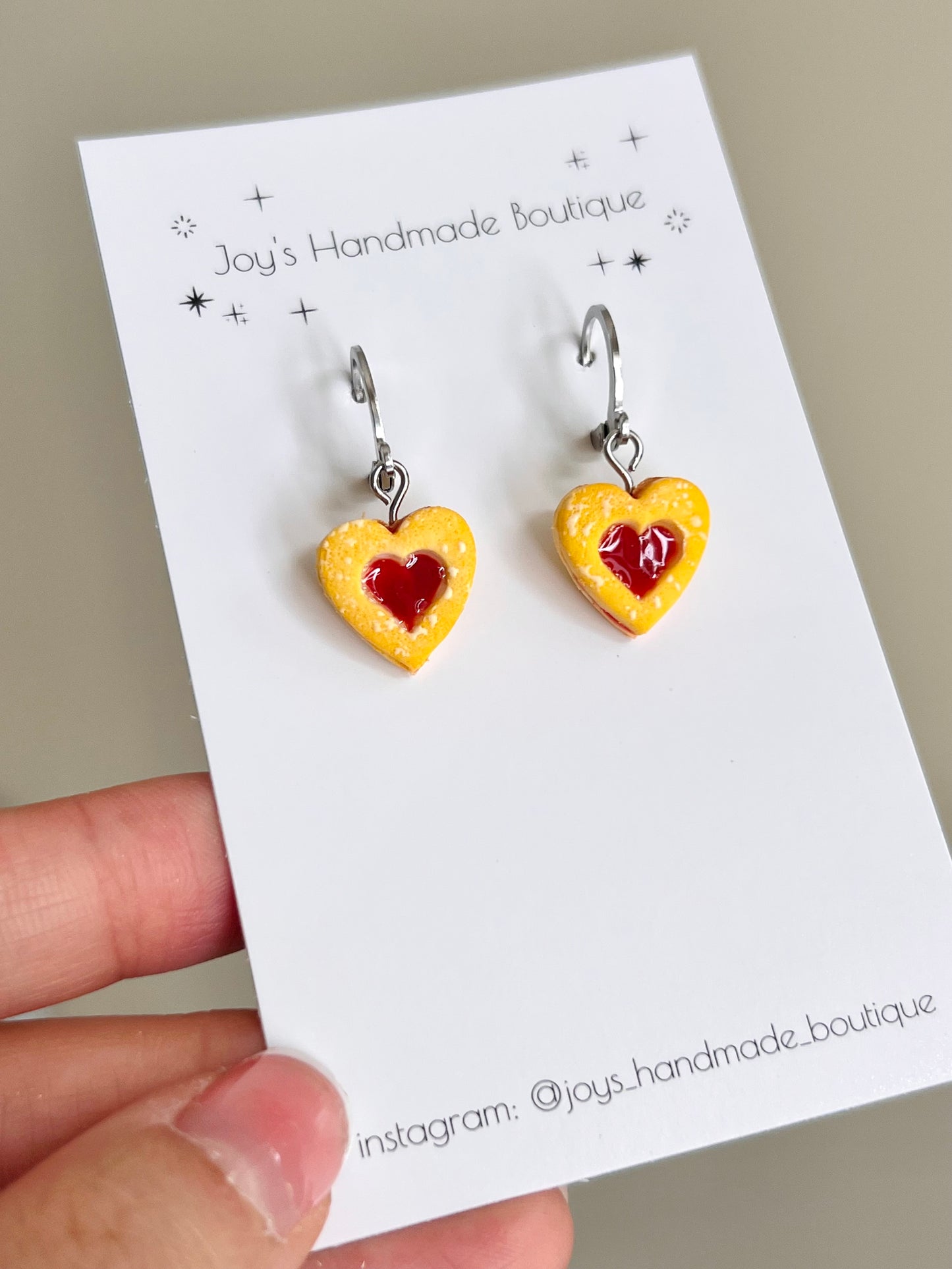 Jam Heart Biscuit Earrings (Mini huggies )| Handmade from polymer clay