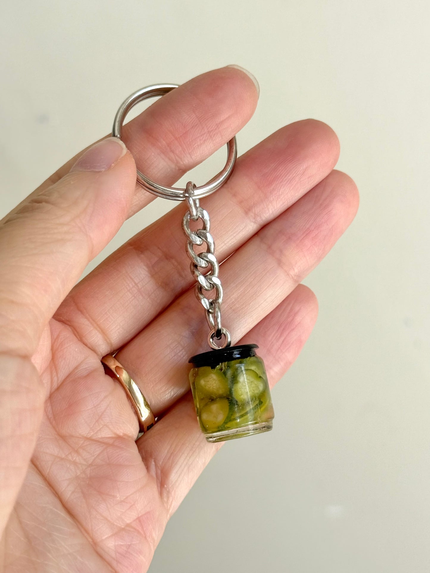 Sliced Pickle Jar Keychain