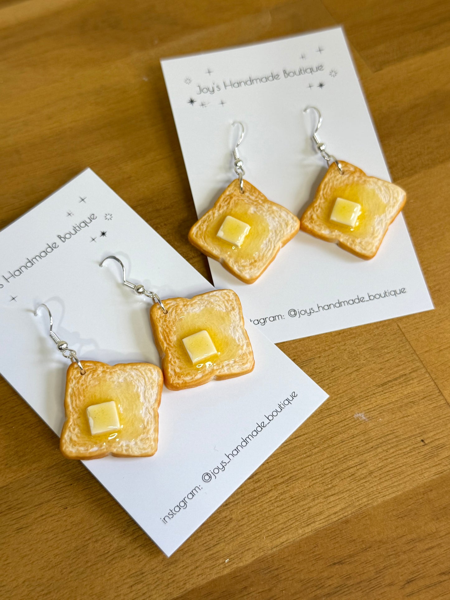 Melted Butter on Toast Earrings| Handmade from Polymer Clay