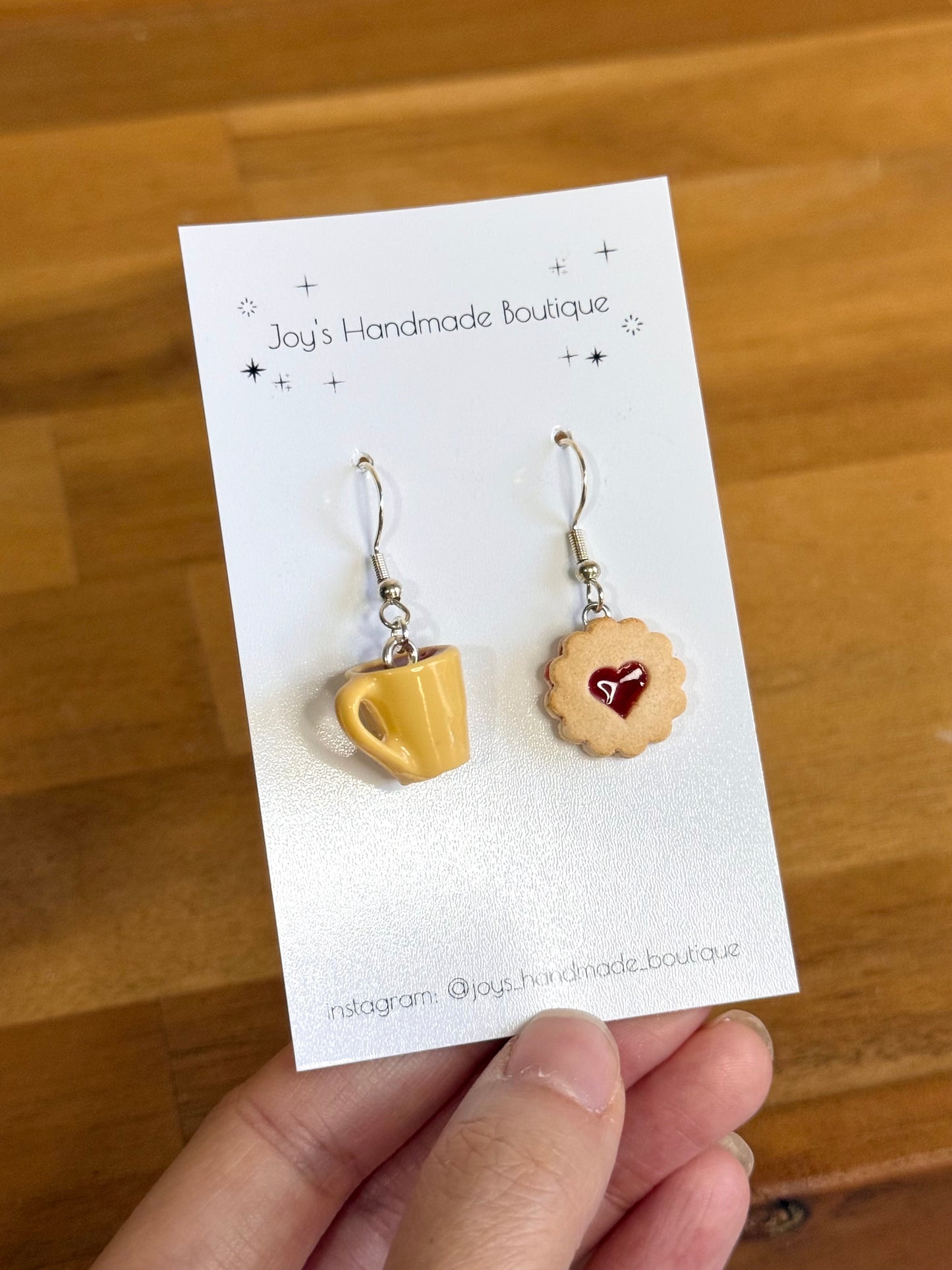 Jam Biscuit and Coffee Earrings - Handmade from polymer clay