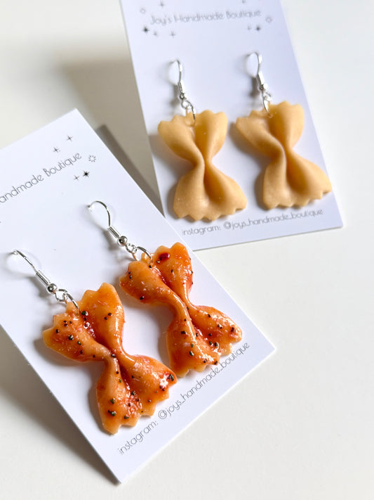 Bow-tie Pasta Earrings | Handmade from Polymer Clay