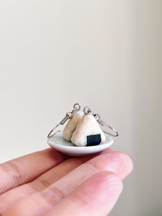 Onigiri Earrings ( Rice Ball) | Handmade from polymer clay