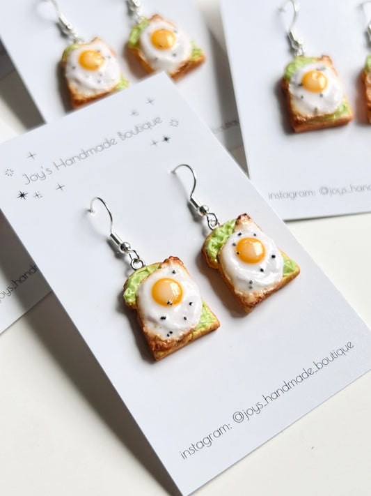 Egg and Avo on Toast earrings | Handmade from polymer clay