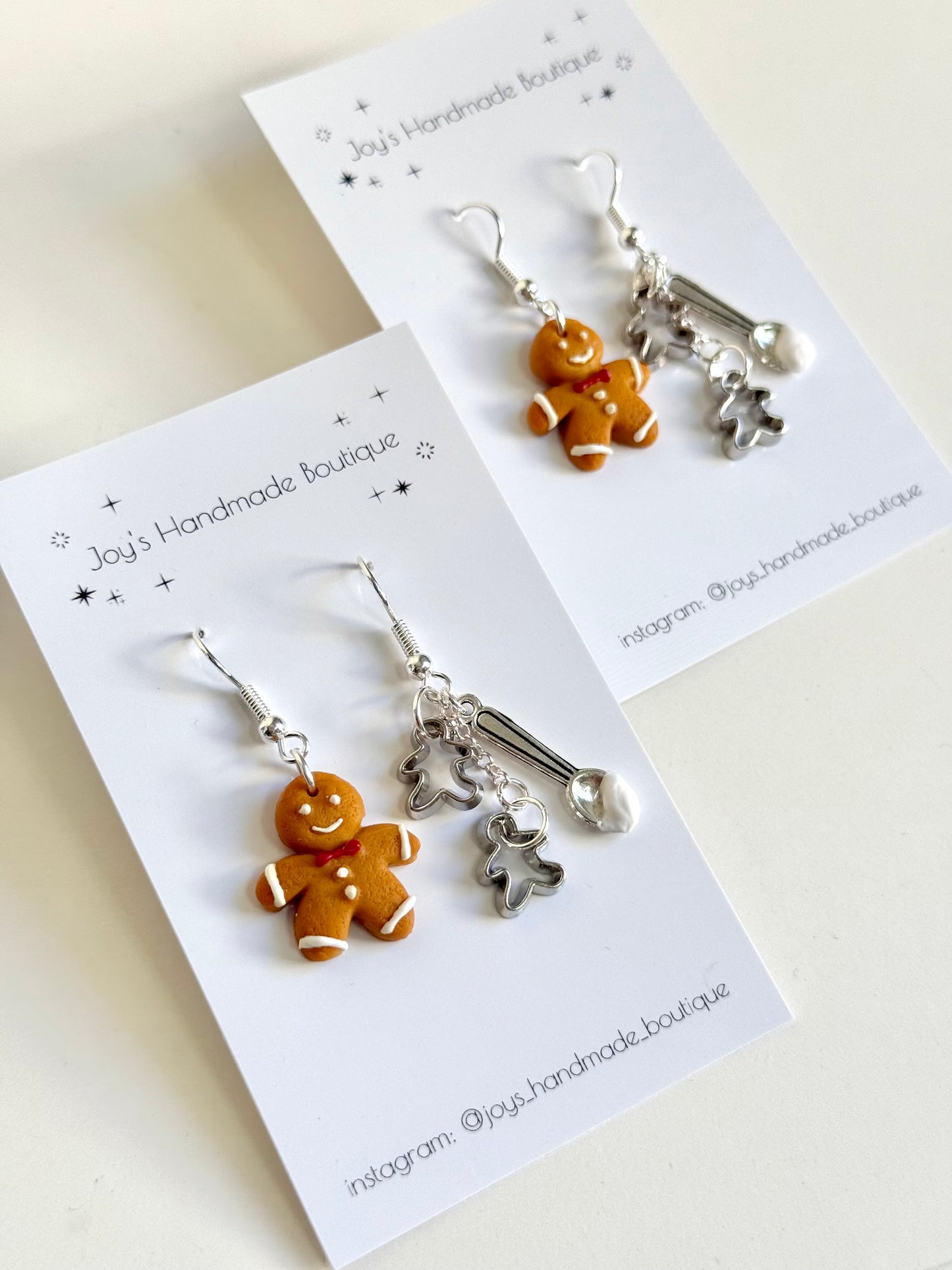 Gingerbread Man and Cutter Earrings - Handmade from polymer clay